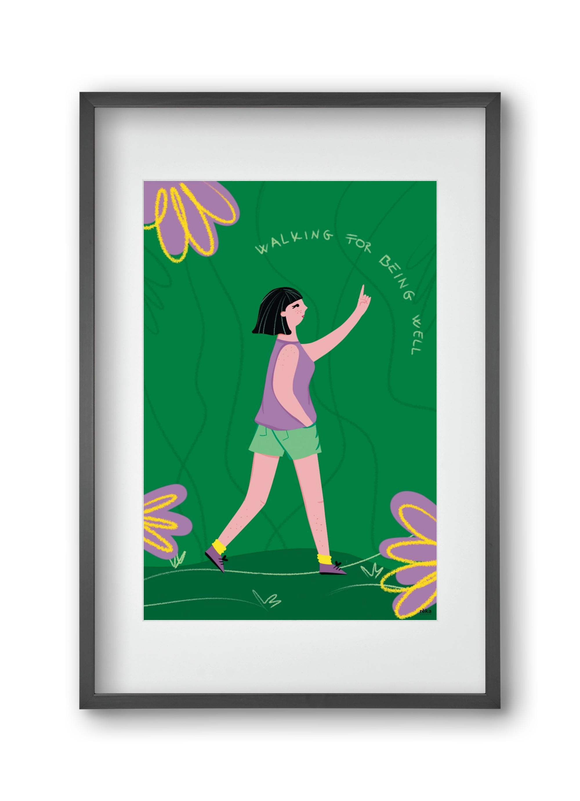 walking, 30x45 cm (20x30 cm), Fekete keret, paszpartuval