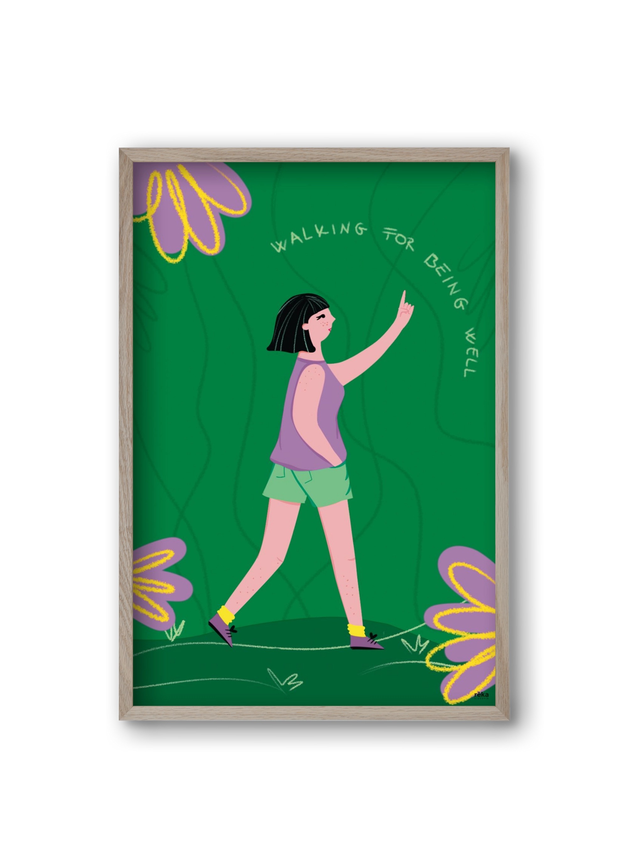 walking, 20x30 cm (20x30 cm), Tölgy keret