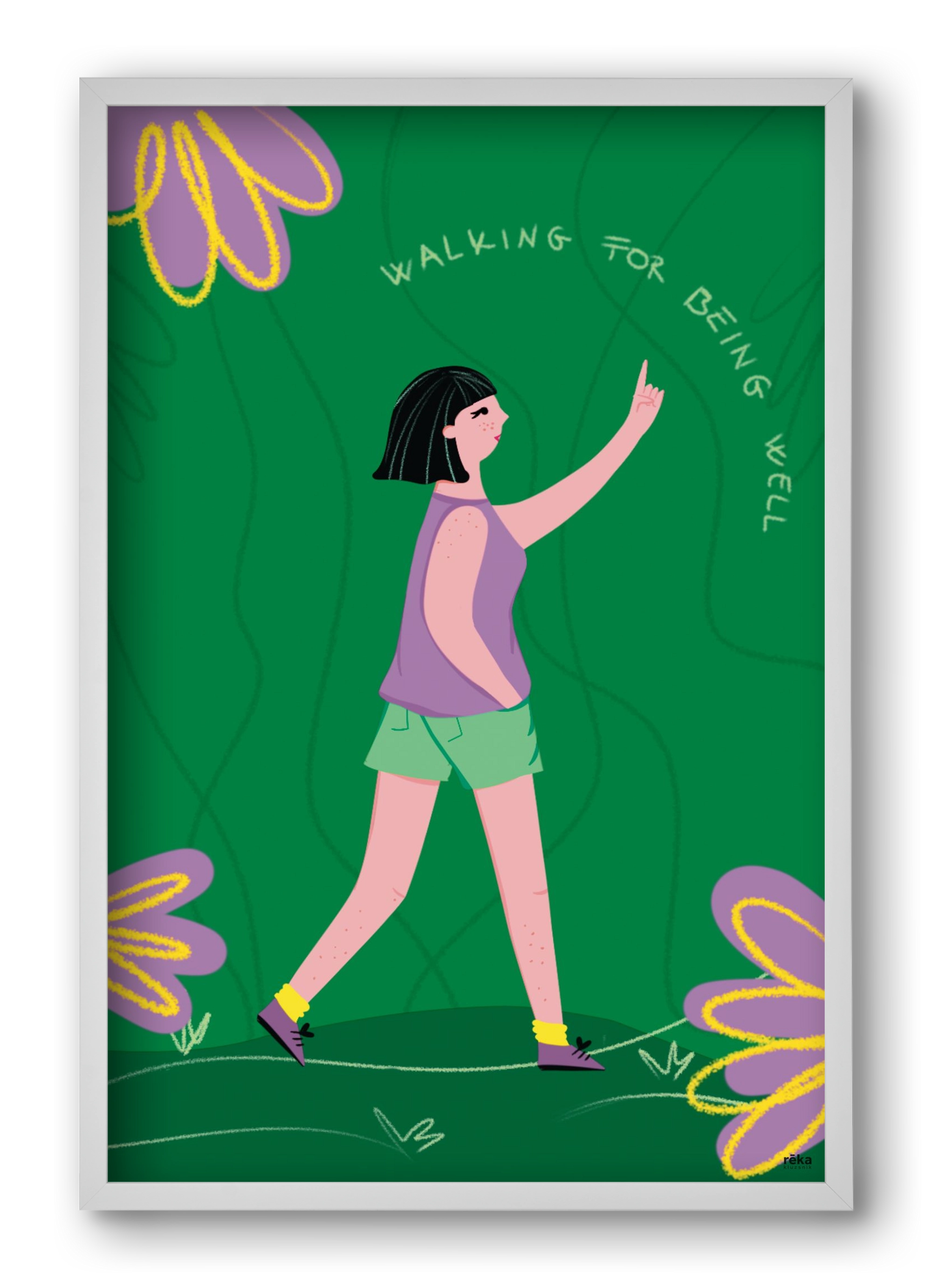 walking, 40x60 cm (40x60 cm), Fehér keret