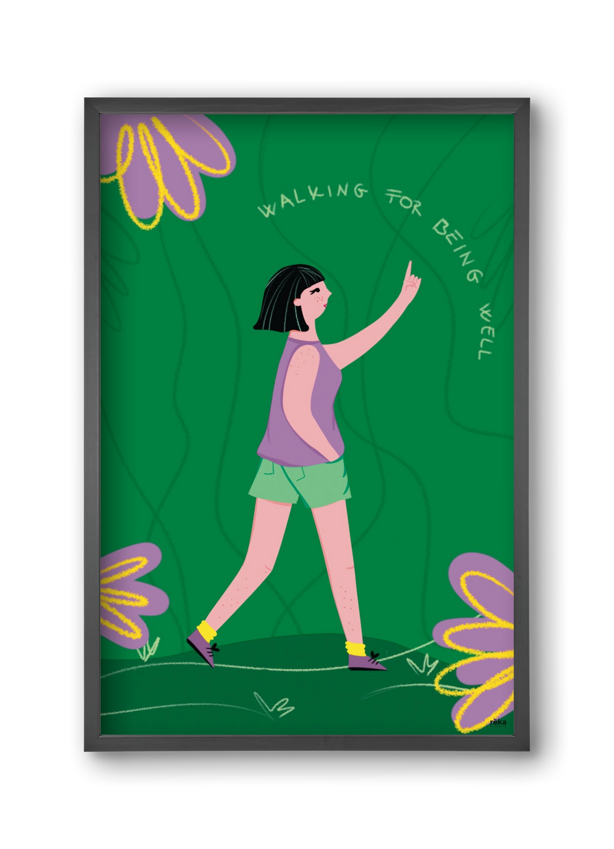 walking, 30x45 cm (30x45 cm), Fekete keret