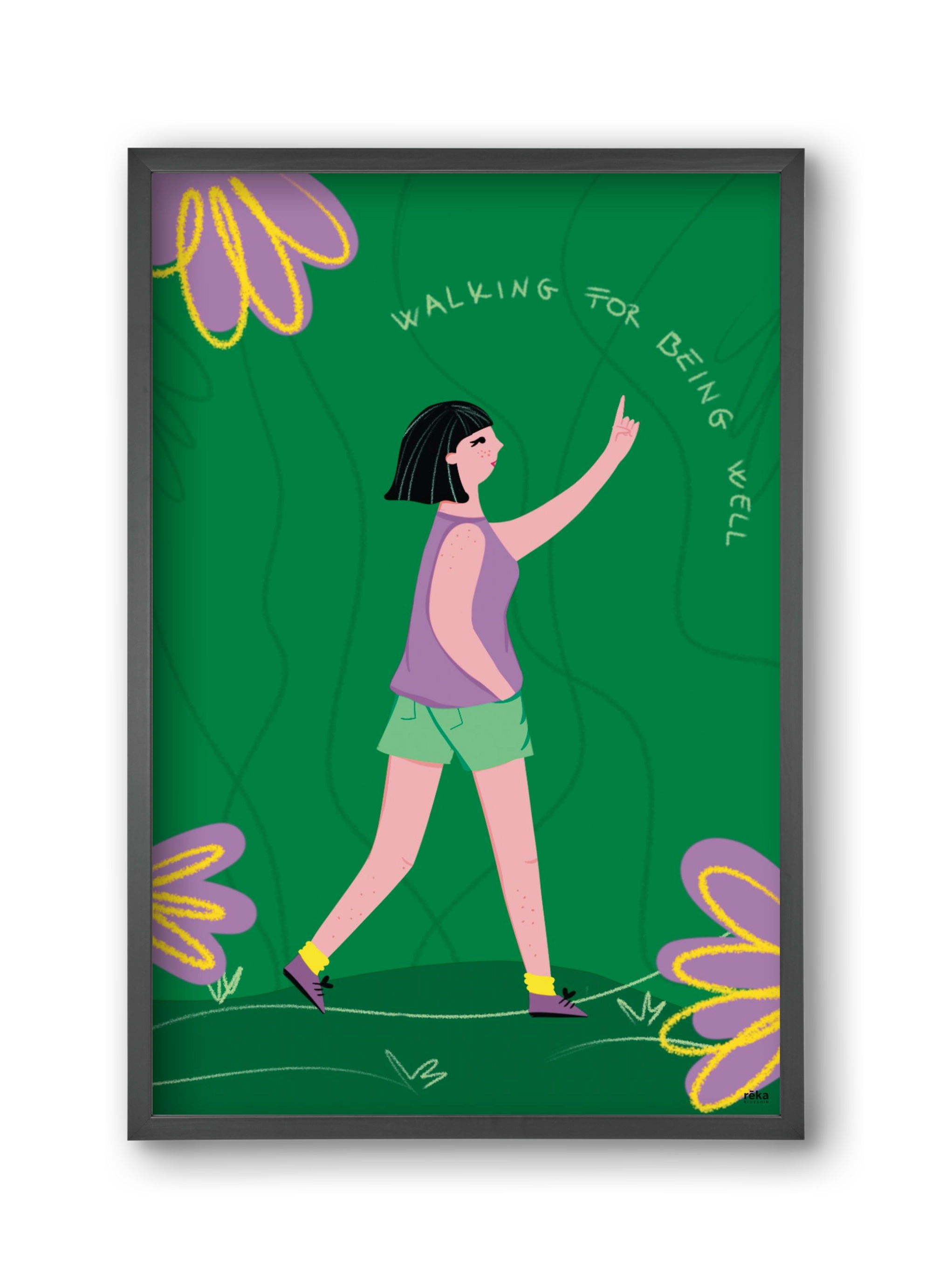 walking, 30x45 cm (30x45 cm), Fekete keret