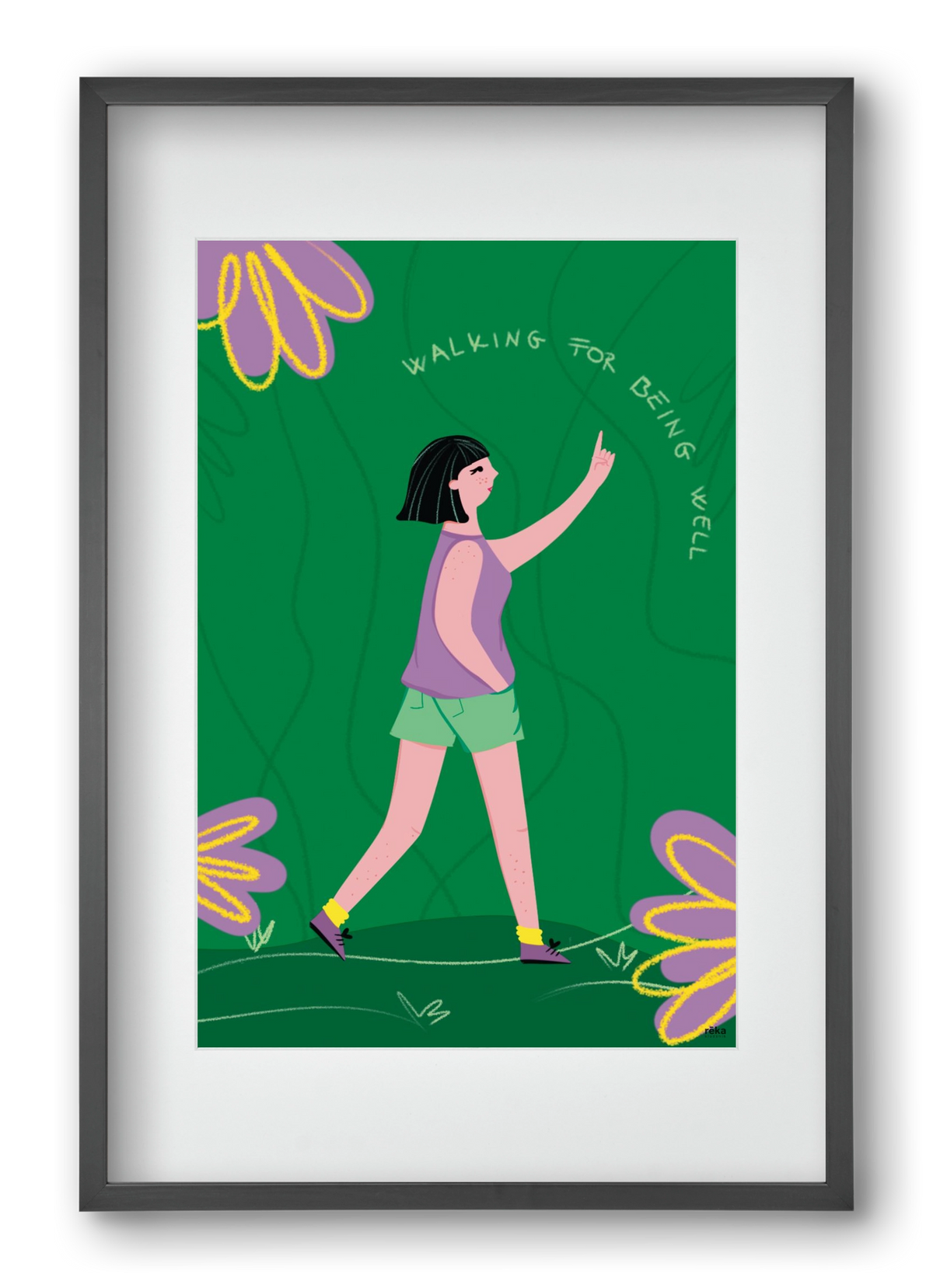 walking, 40x60 cm (30x45 cm), Fekete keret, paszpartuval