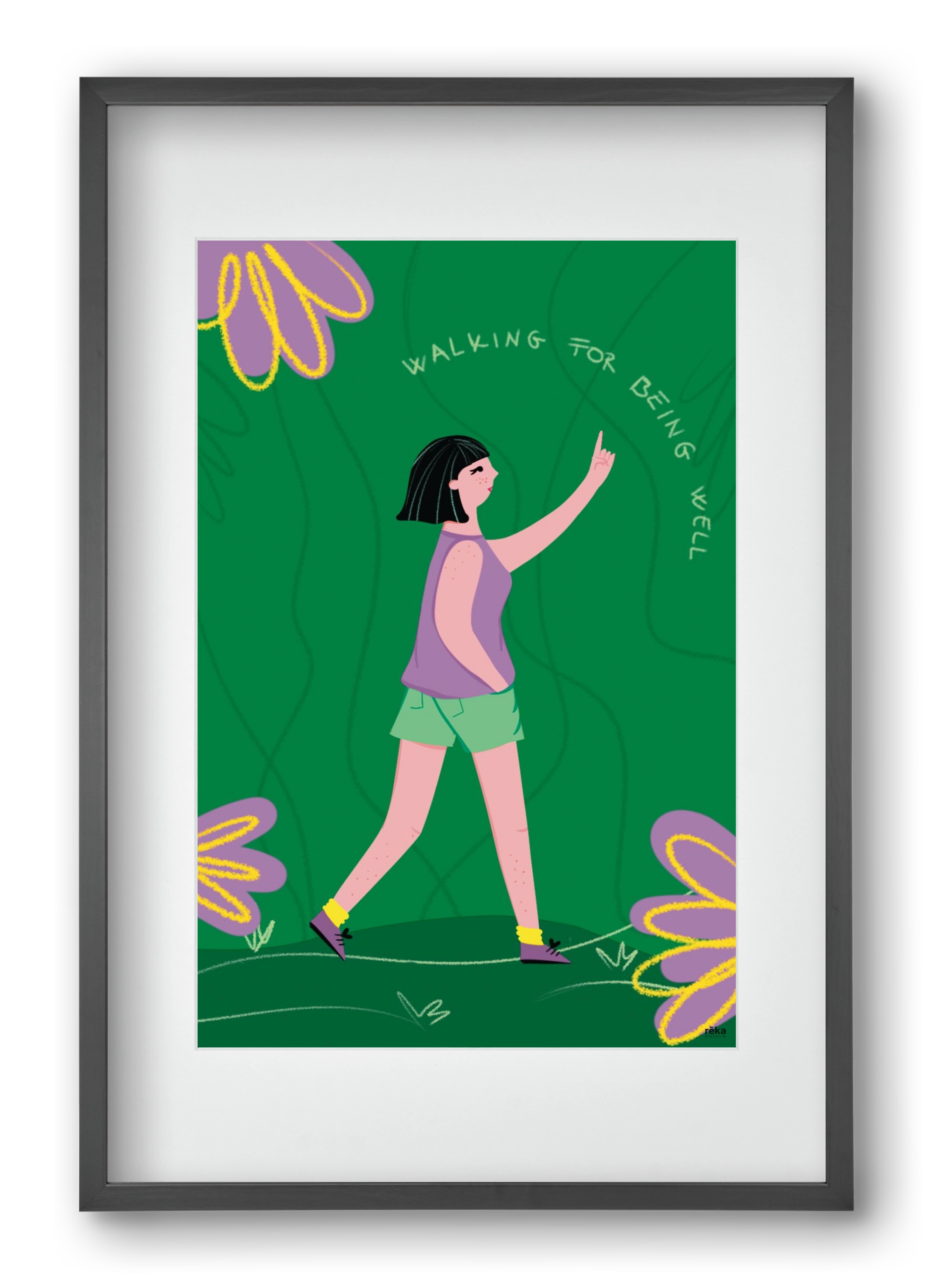 walking, 40x60 cm (30x45 cm), Fekete keret, paszpartuval