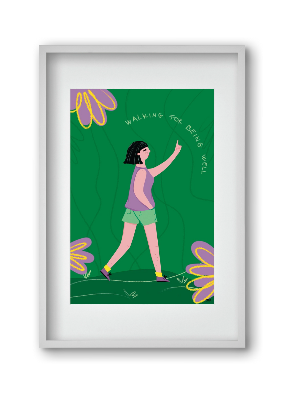 walking, 30x45 cm (20x30 cm), Fehér keret, paszpartuval