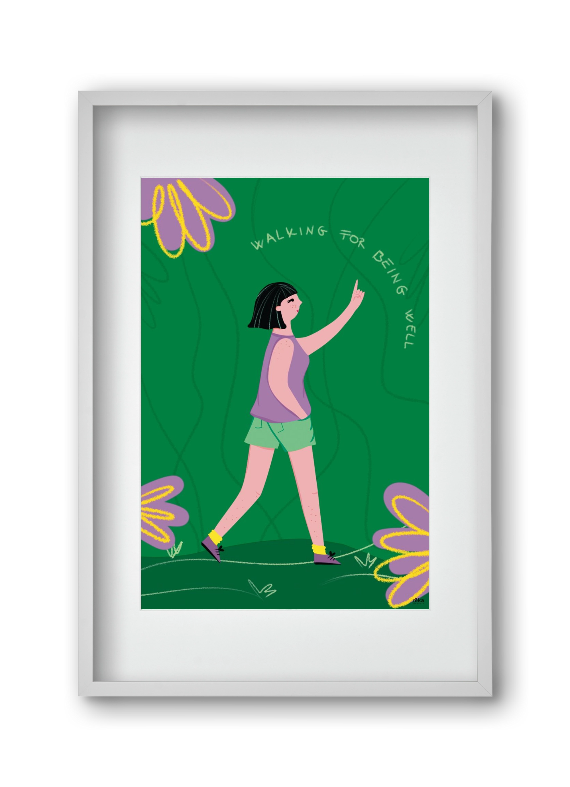 walking, 30x45 cm (20x30 cm), Fehér keret, paszpartuval