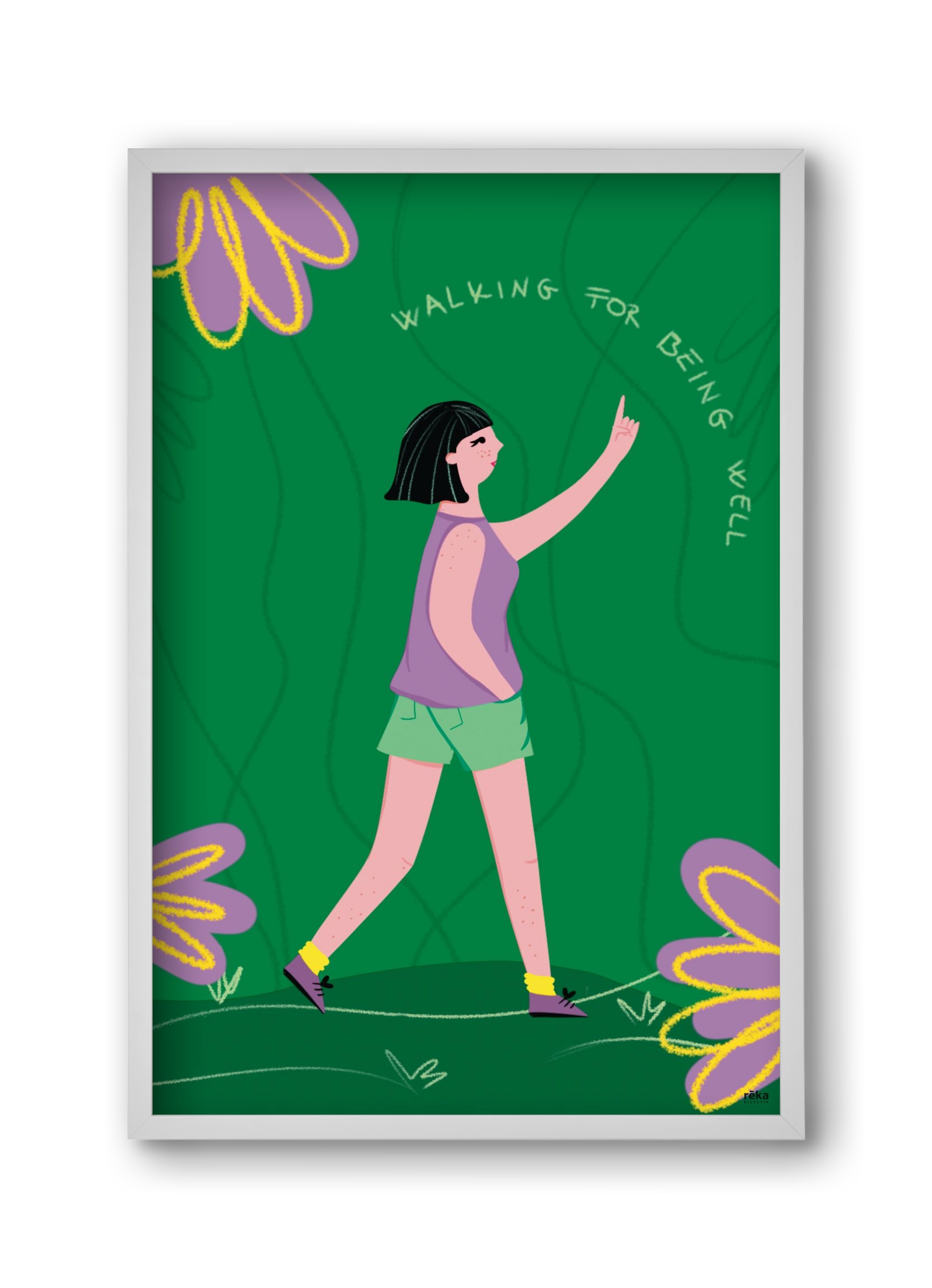 walking, 30x45 cm (30x45 cm), Fehér keret