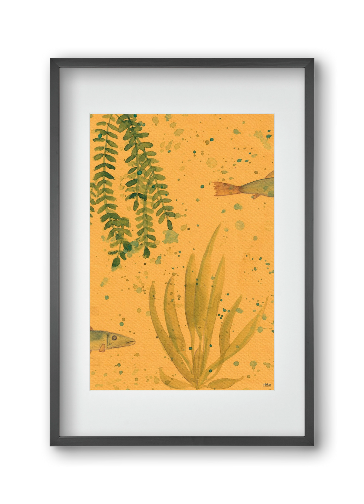 long fish, 30x45 cm (20x30 cm), Fekete keret, paszpartuval