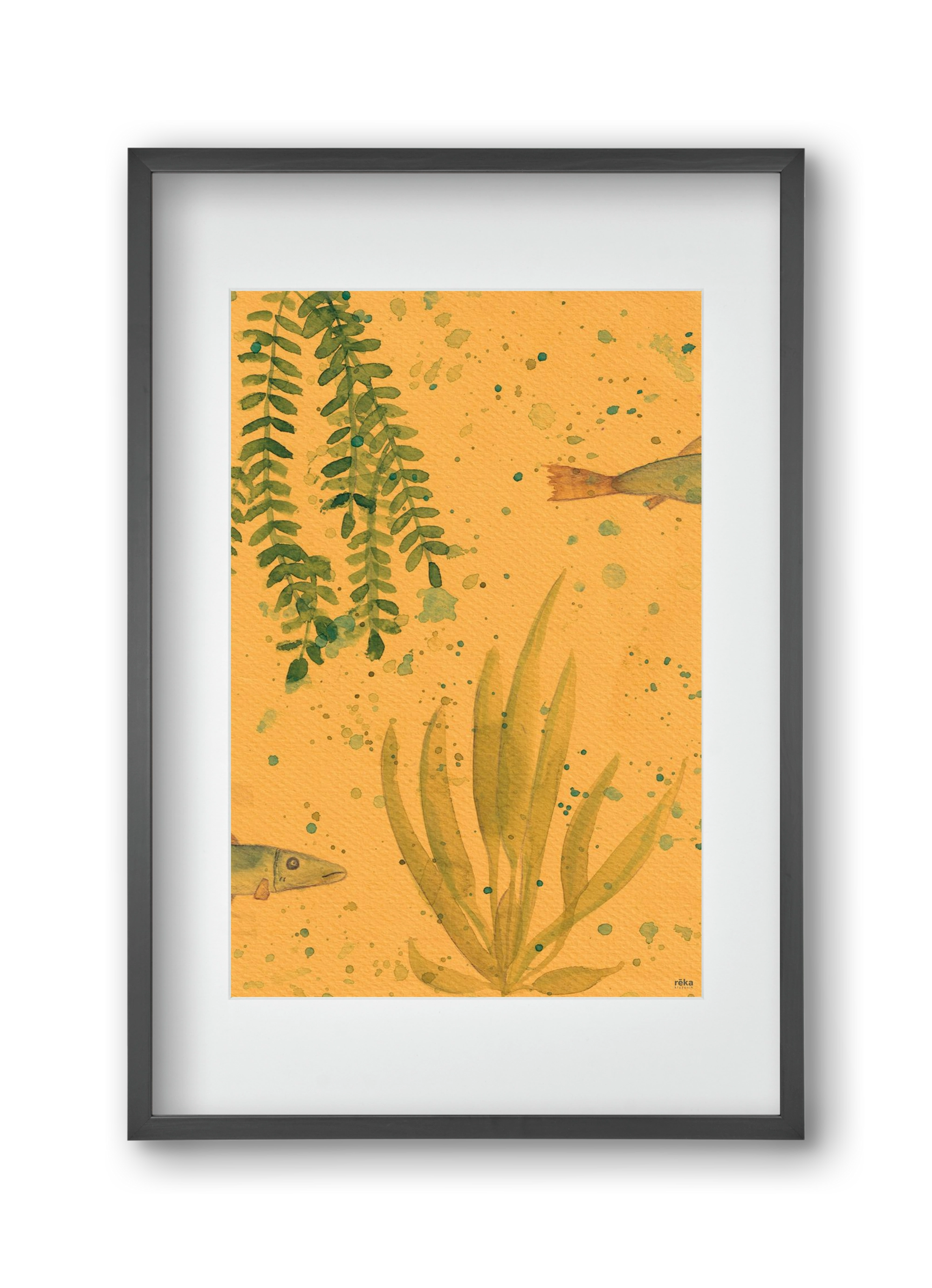 long fish, 30x45 cm (20x30 cm), Fekete keret, paszpartuval