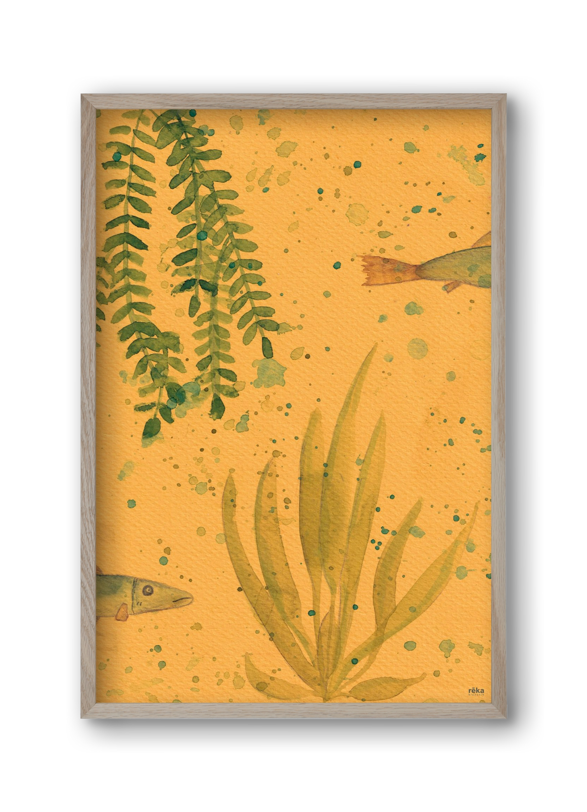 long fish, 30x45 cm (30x45 cm), Tölgy keret