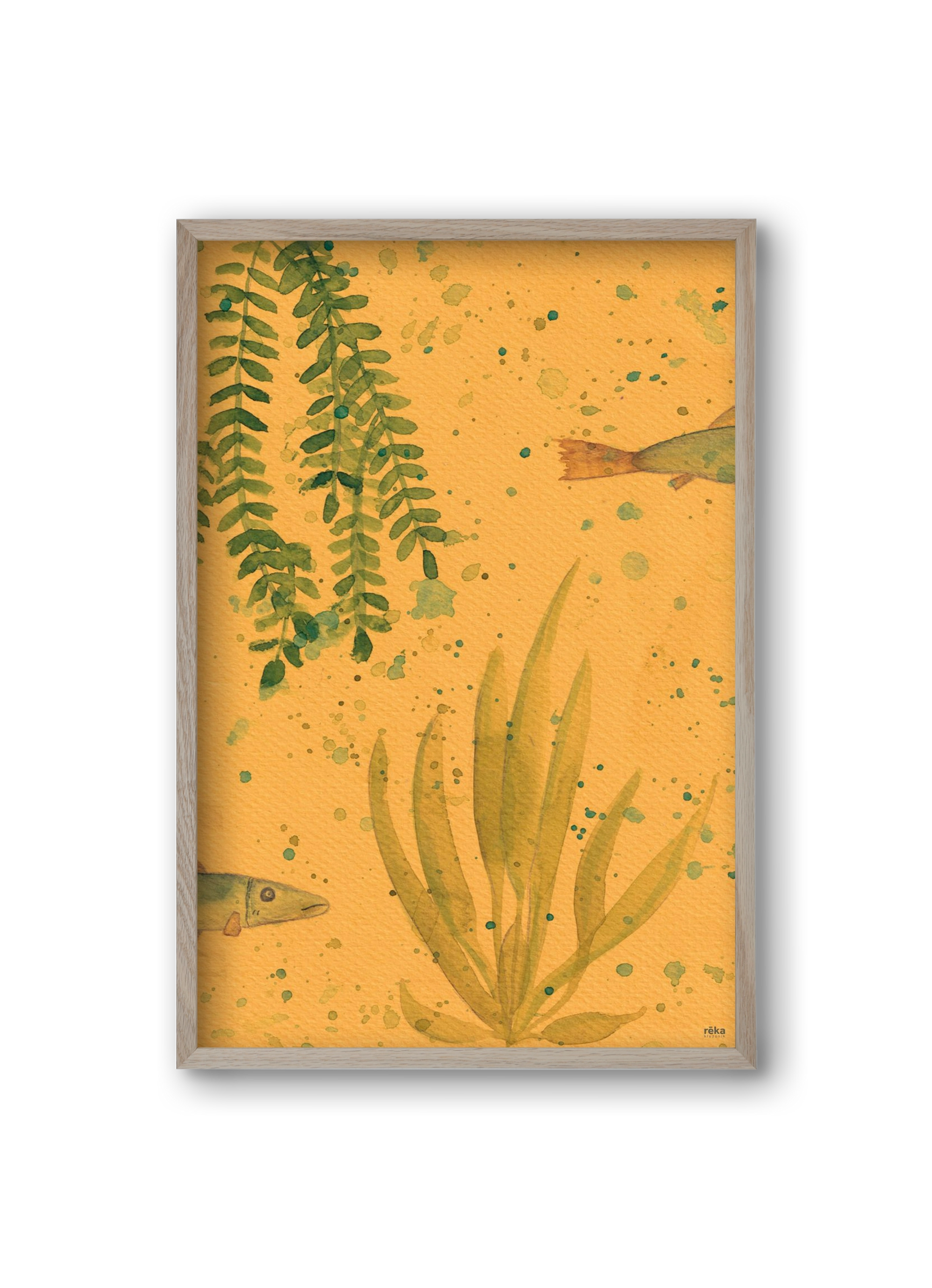 long fish, 20x30 cm (20x30 cm), Tölgy keret