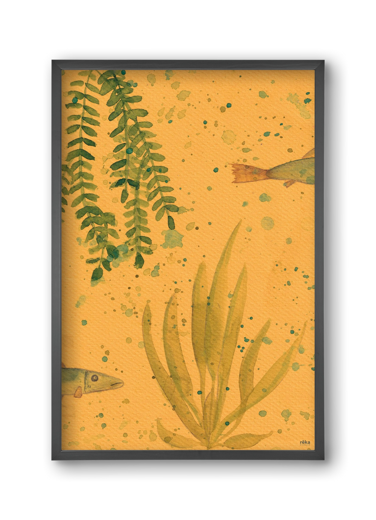 long fish, 30x45 cm (30x45 cm), Fekete keret