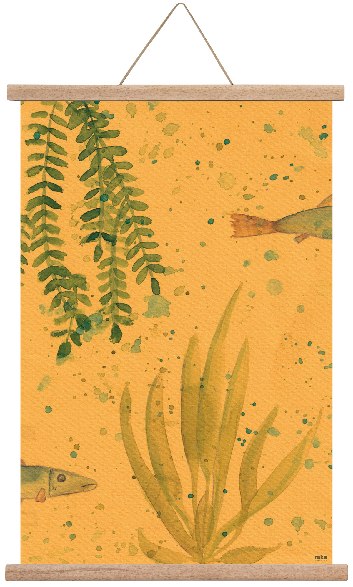 long fish, 40x60 cm (40x60 cm), Tölgy akasztó