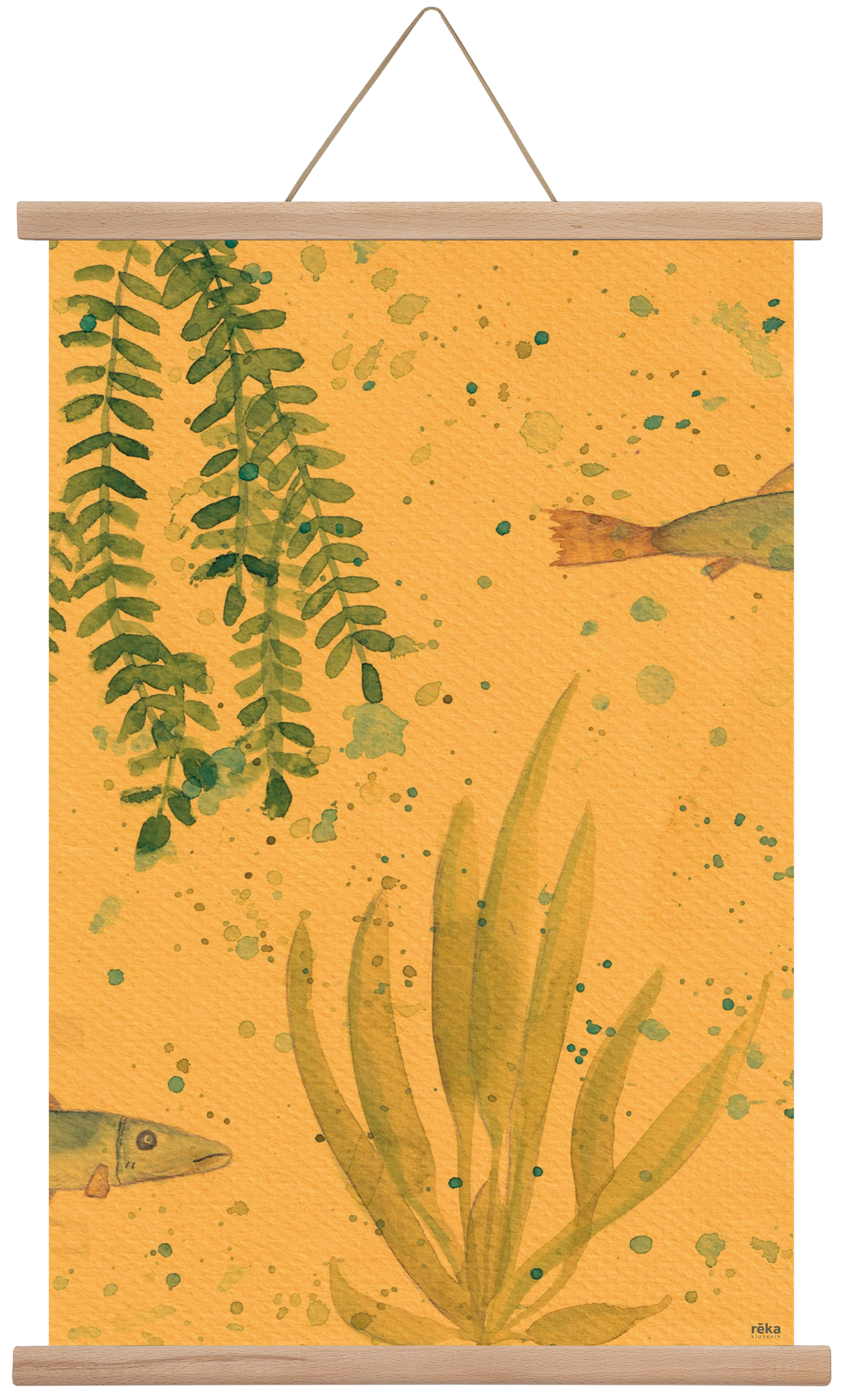 long fish, 40x60 cm (40x60 cm), Tölgy akasztó