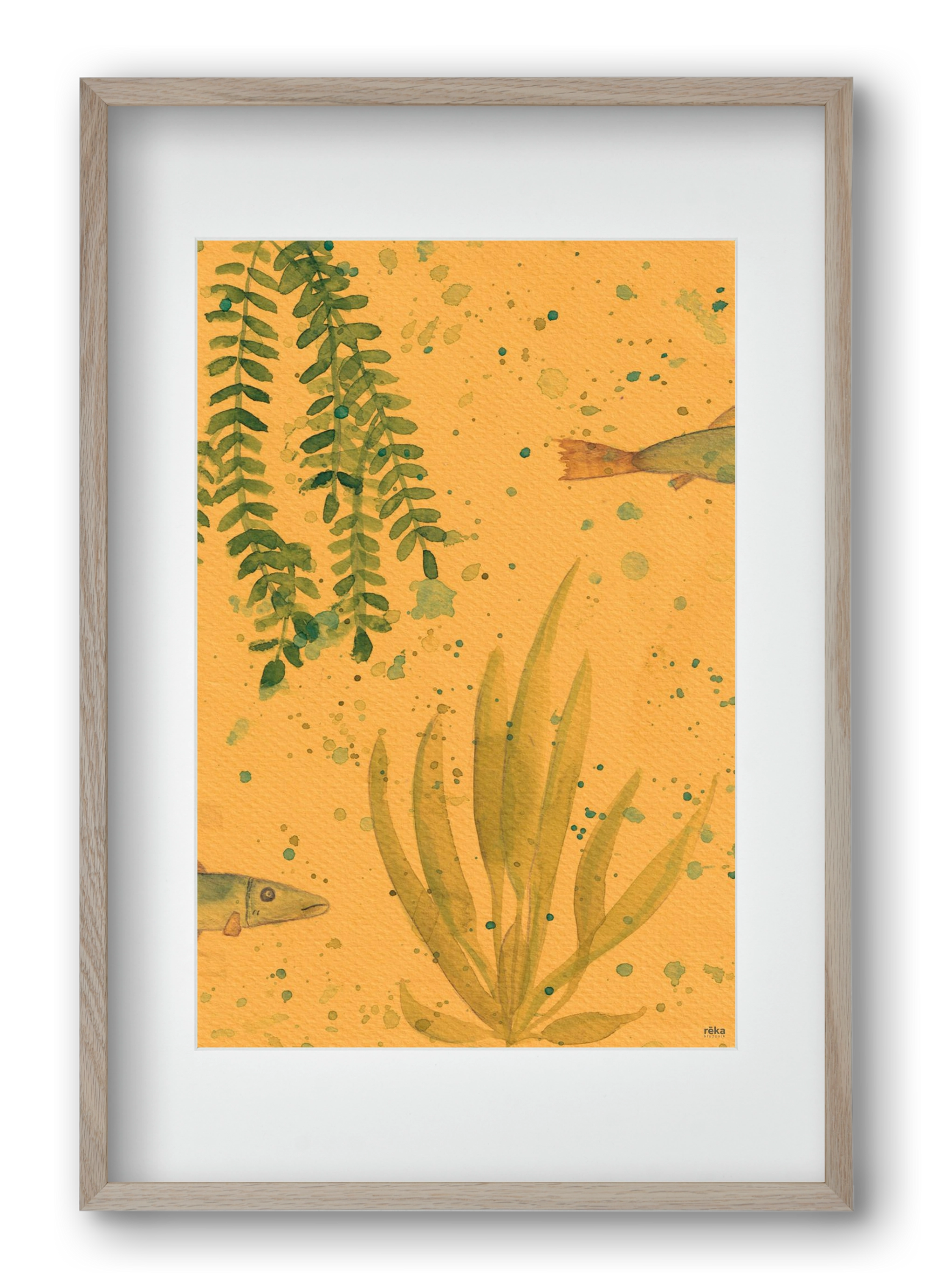 long fish, 40x60 cm (30x45 cm), Tölgy keret, paszpartuval