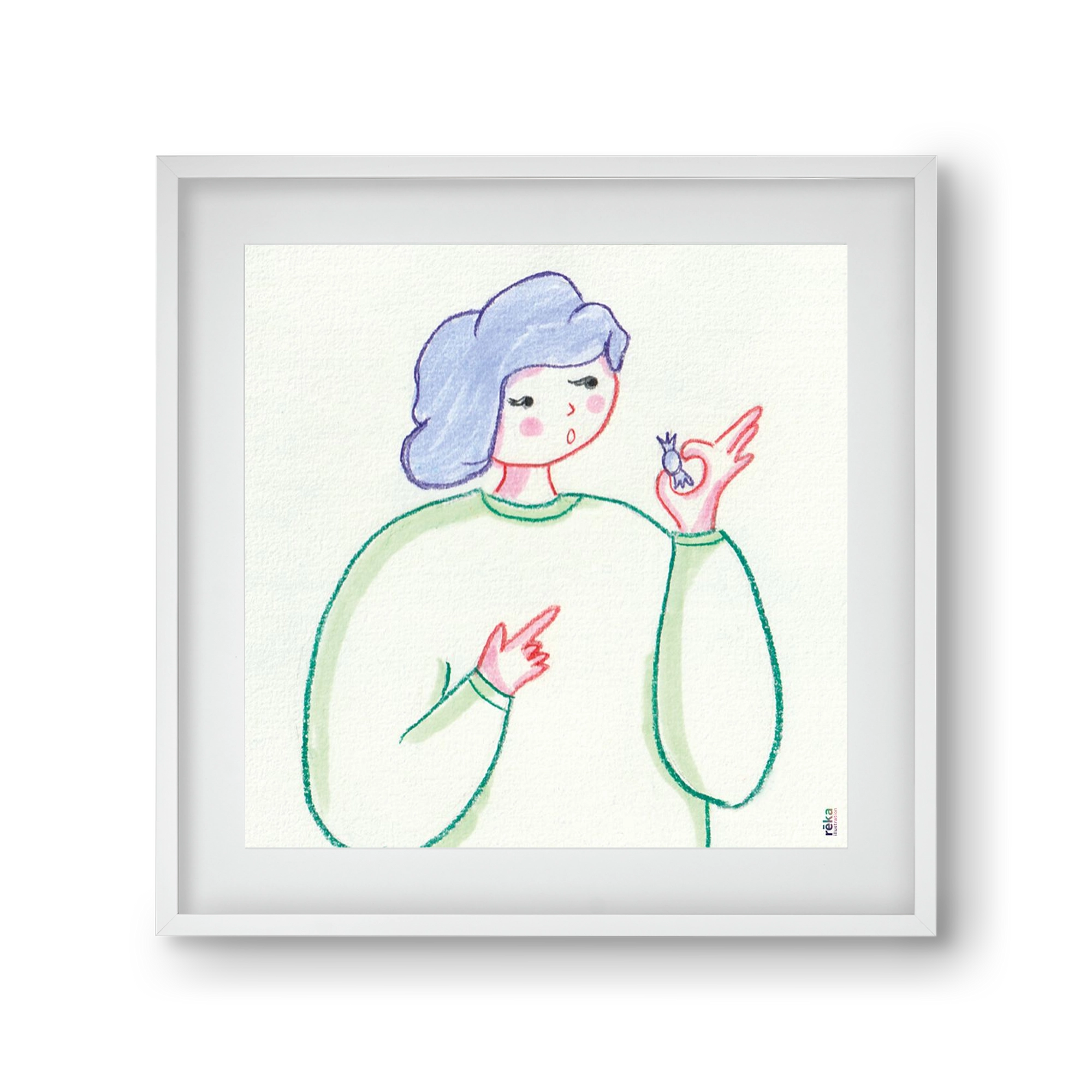 candy, 30x30 cm (20x20 cm), Fehér keret, paszpartuval