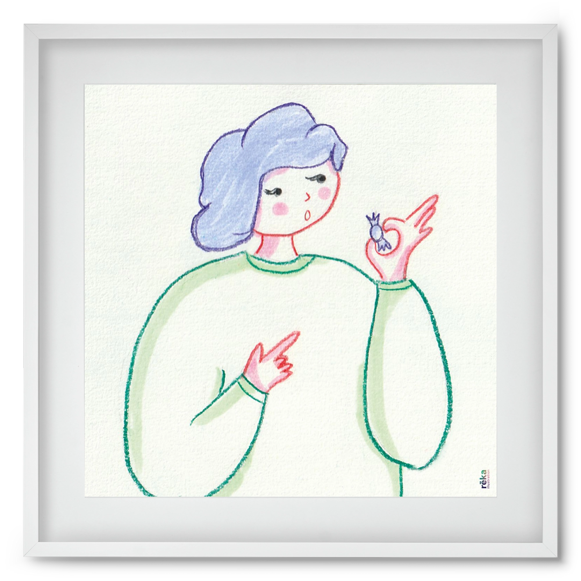 candy, 50x50 cm (40x40 cm), Fehér keret, paszpartuval