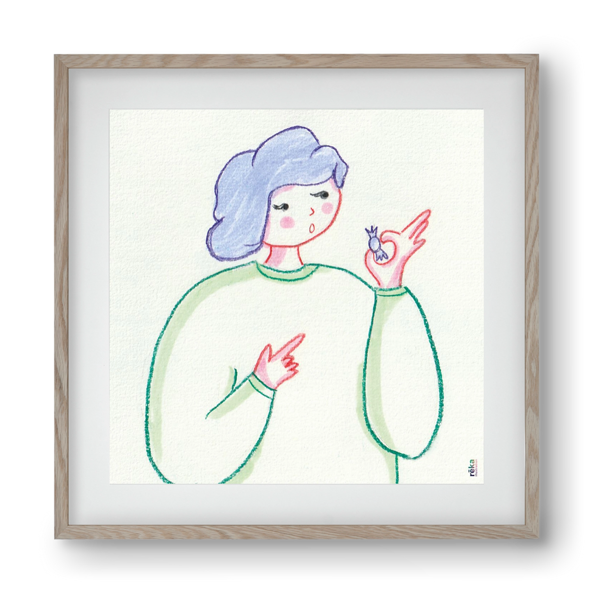 candy, 40x40 cm (30x30 cm), Tölgy keret, paszpartuval