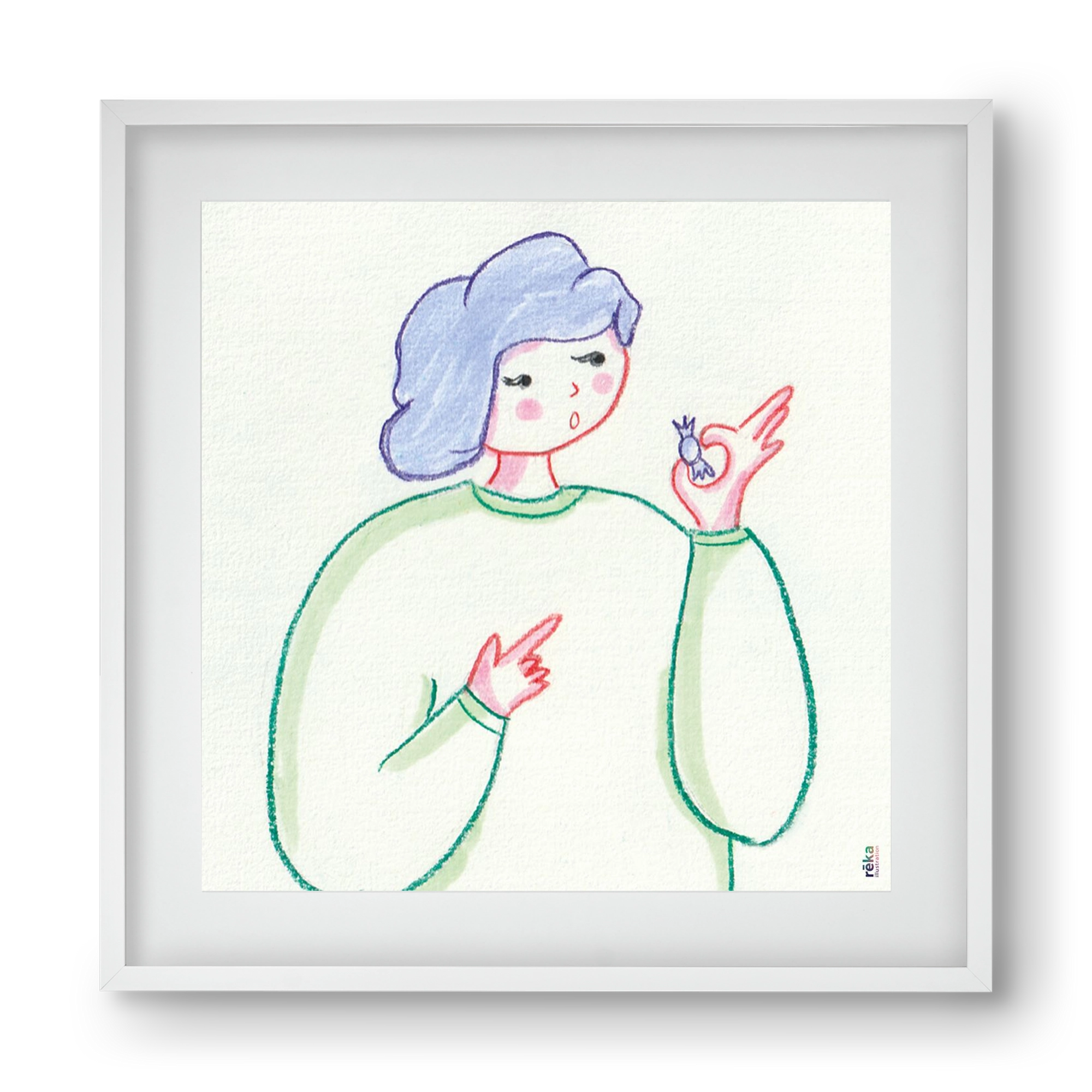 candy, 40x40 cm (30x30 cm), Fehér keret, paszpartuval