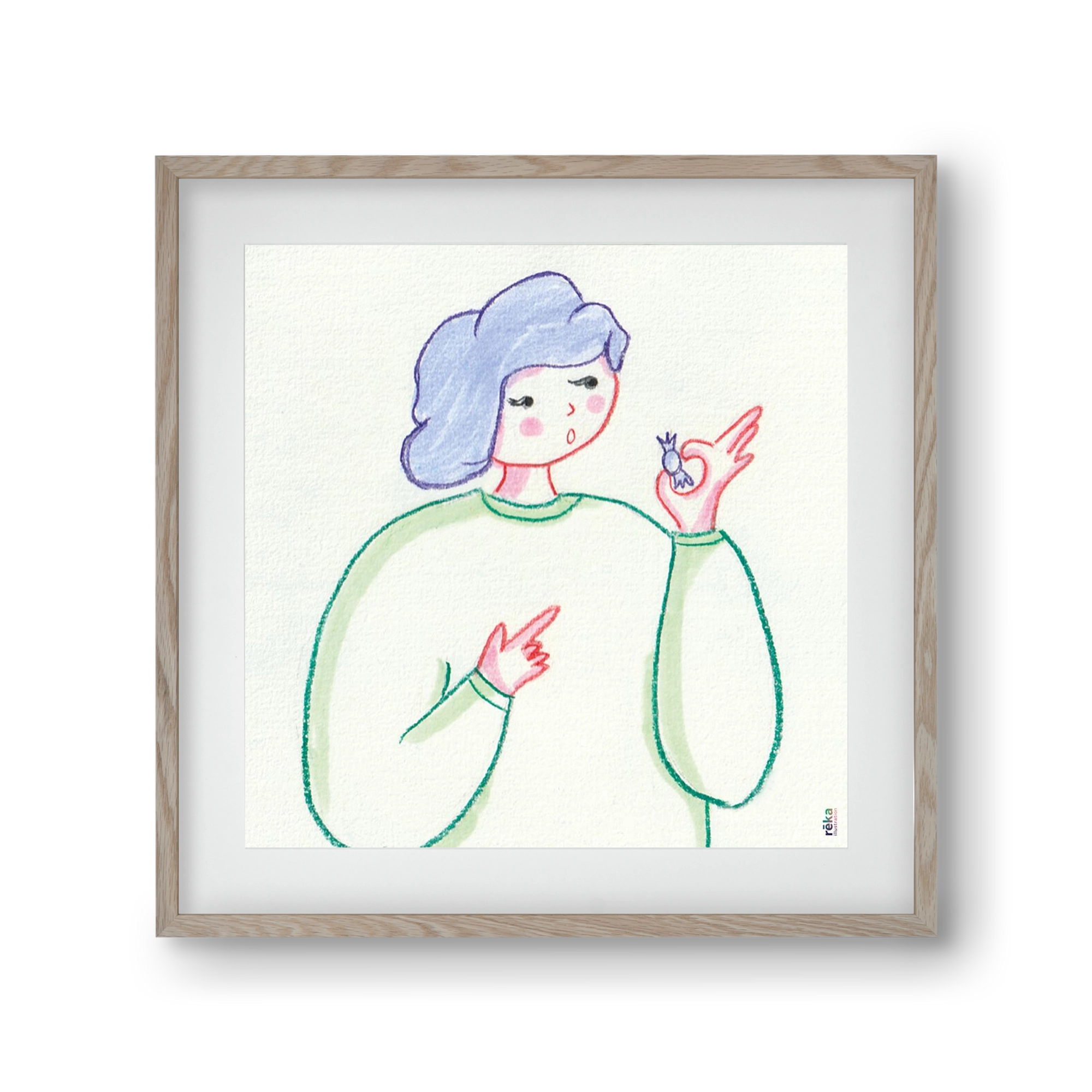 candy, 30x30 cm (20x20 cm), Tölgy keret, paszpartuval