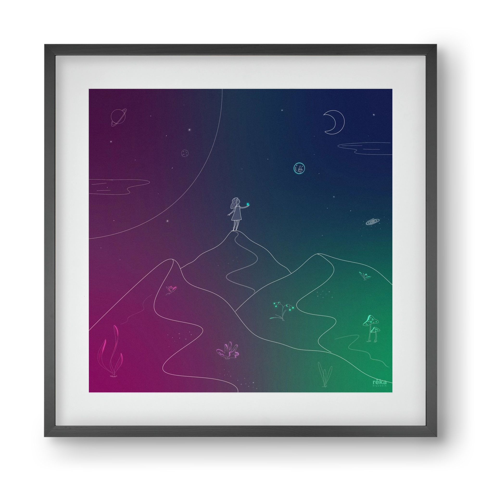 hello!, 40x40 cm (30x30 cm), Fekete keret, paszpartuval