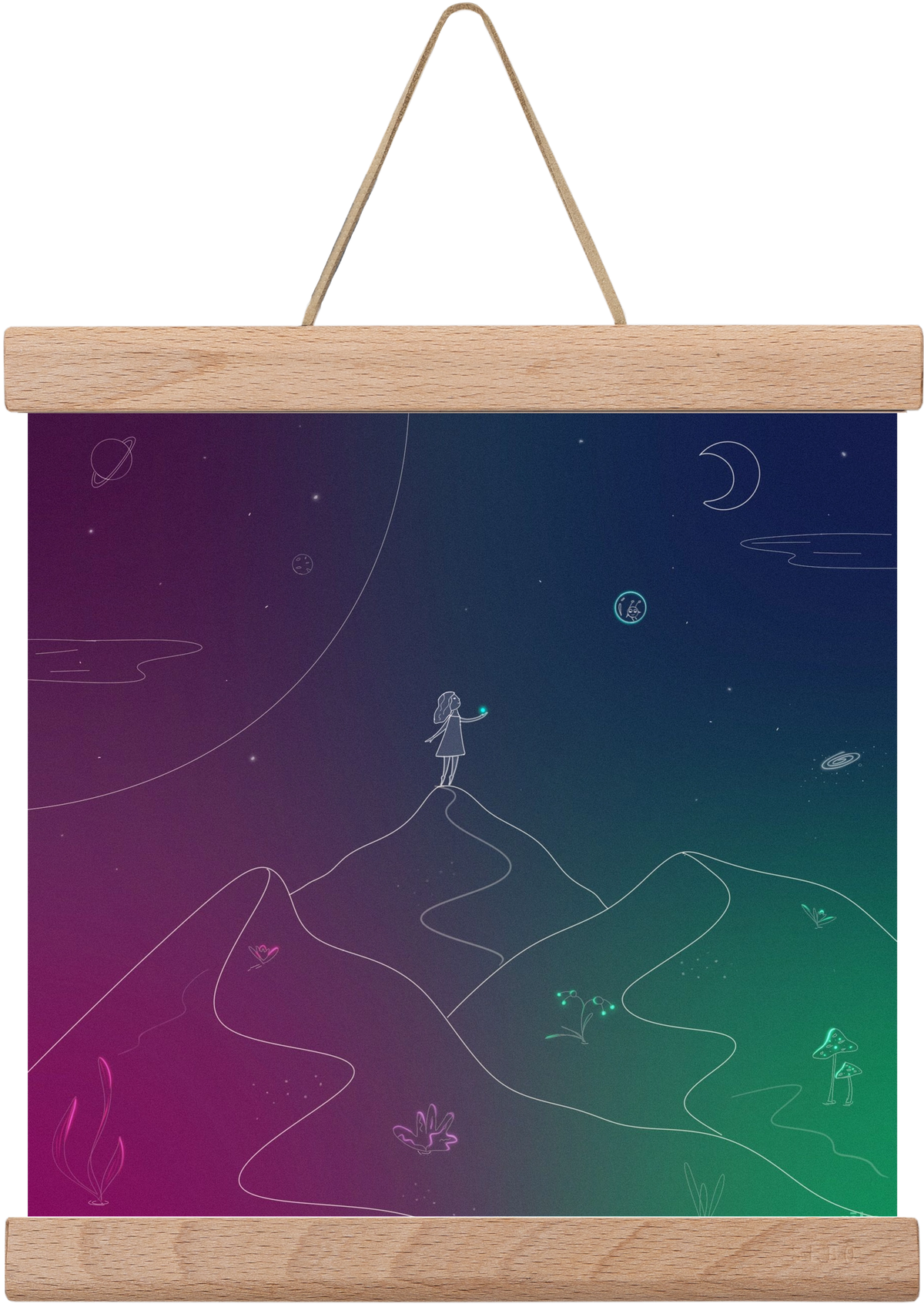 hello!, 20x20 cm (20x20 cm), Tölgy akasztó