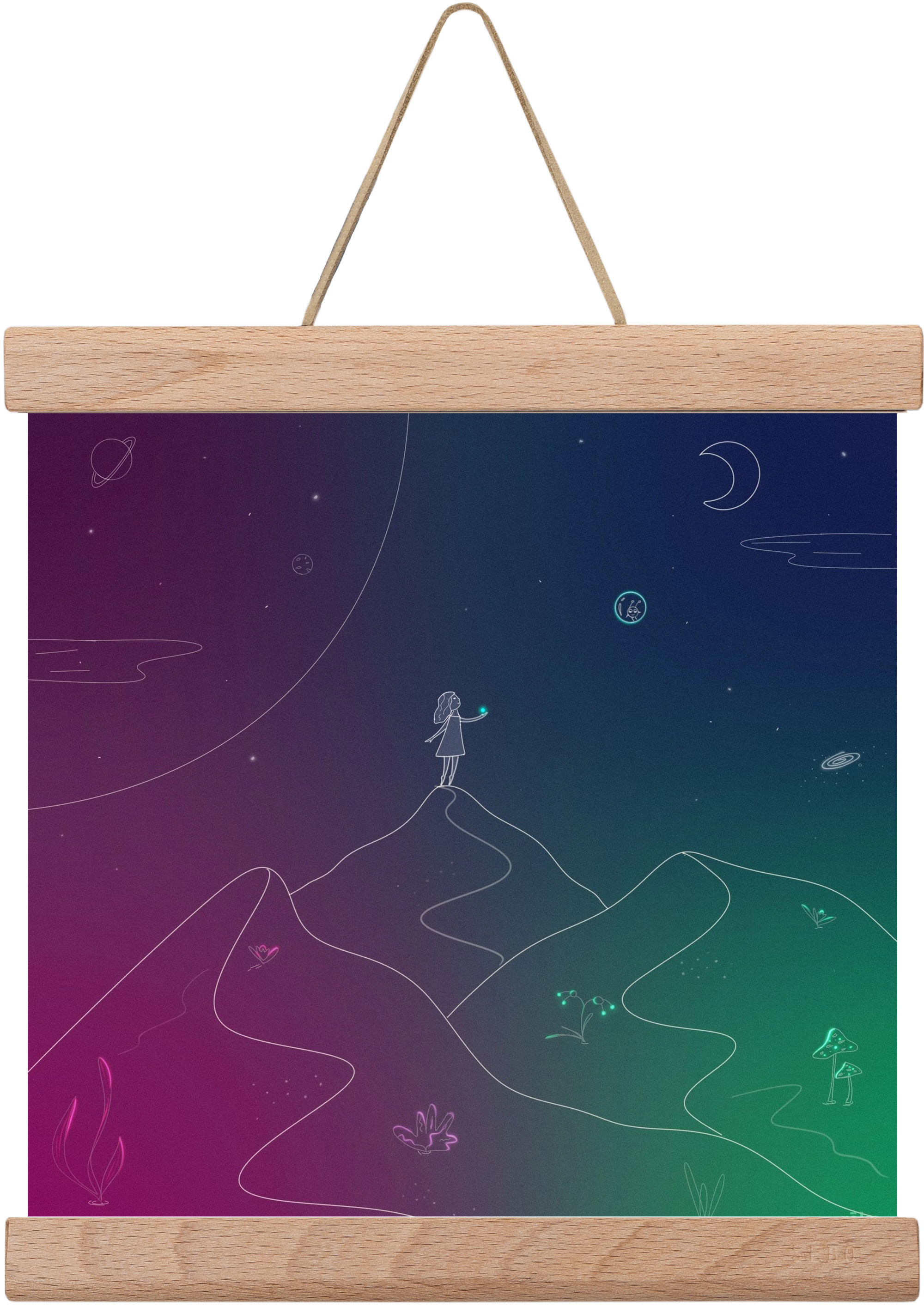 hello!, 20x20 cm (20x20 cm), Tölgy akasztó