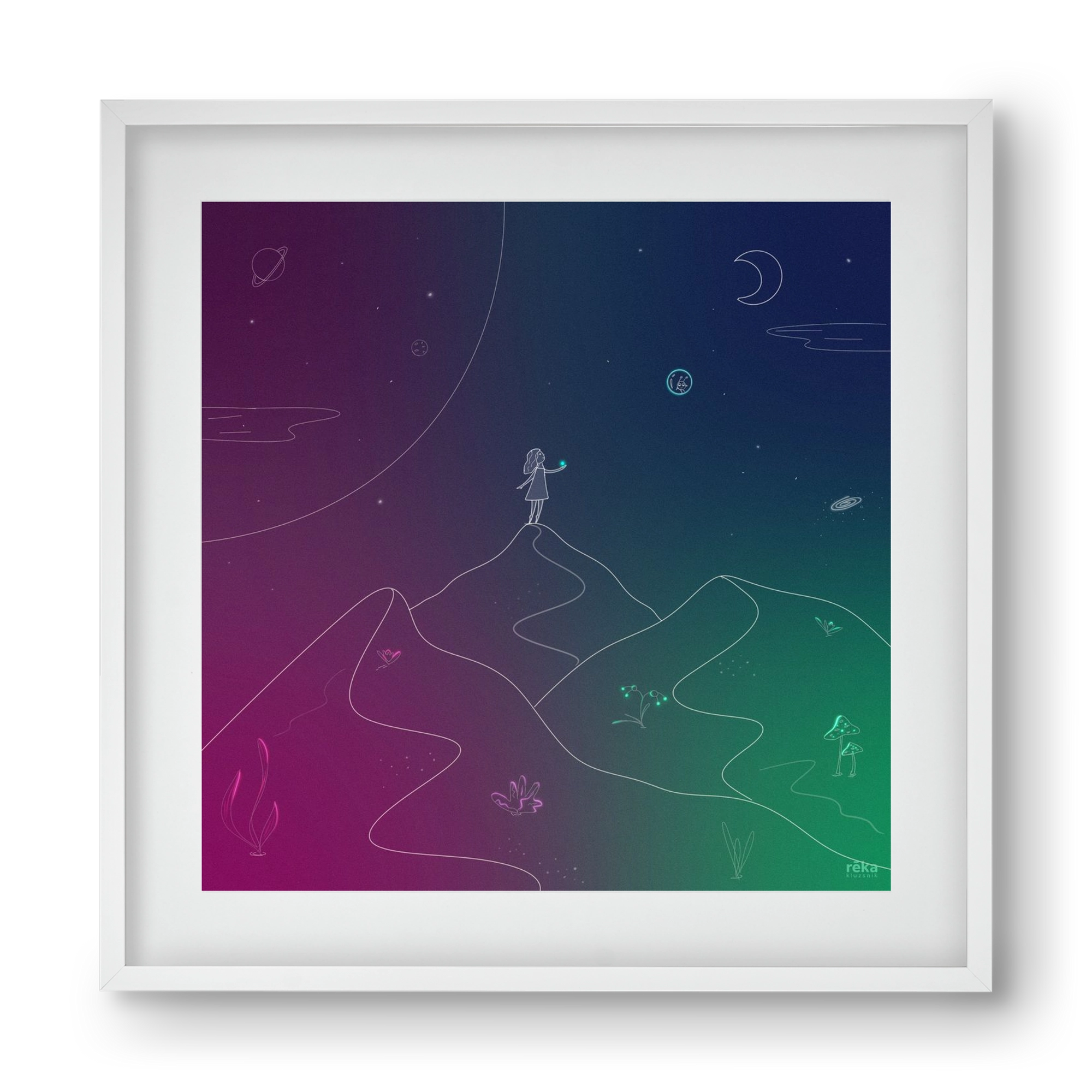 hello!, 40x40 cm (30x30 cm), Fehér keret, paszpartuval