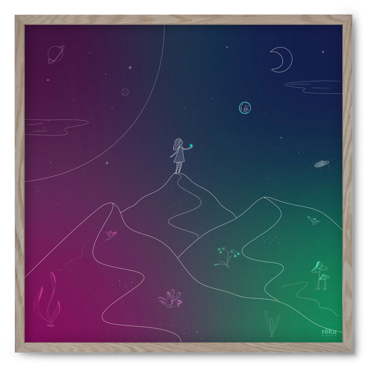 hello!, 50x50 cm (50x50 cm), Tölgy keret