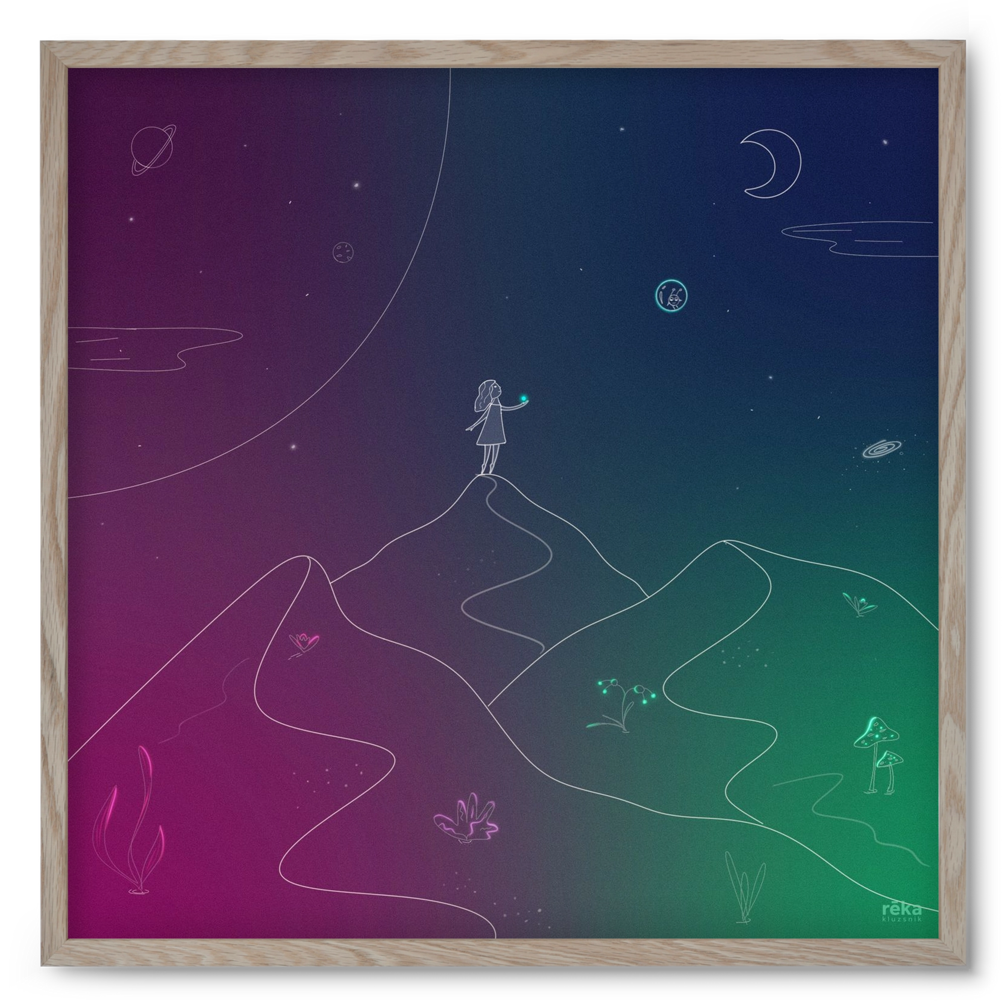 hello!, 50x50 cm (50x50 cm), Tölgy keret