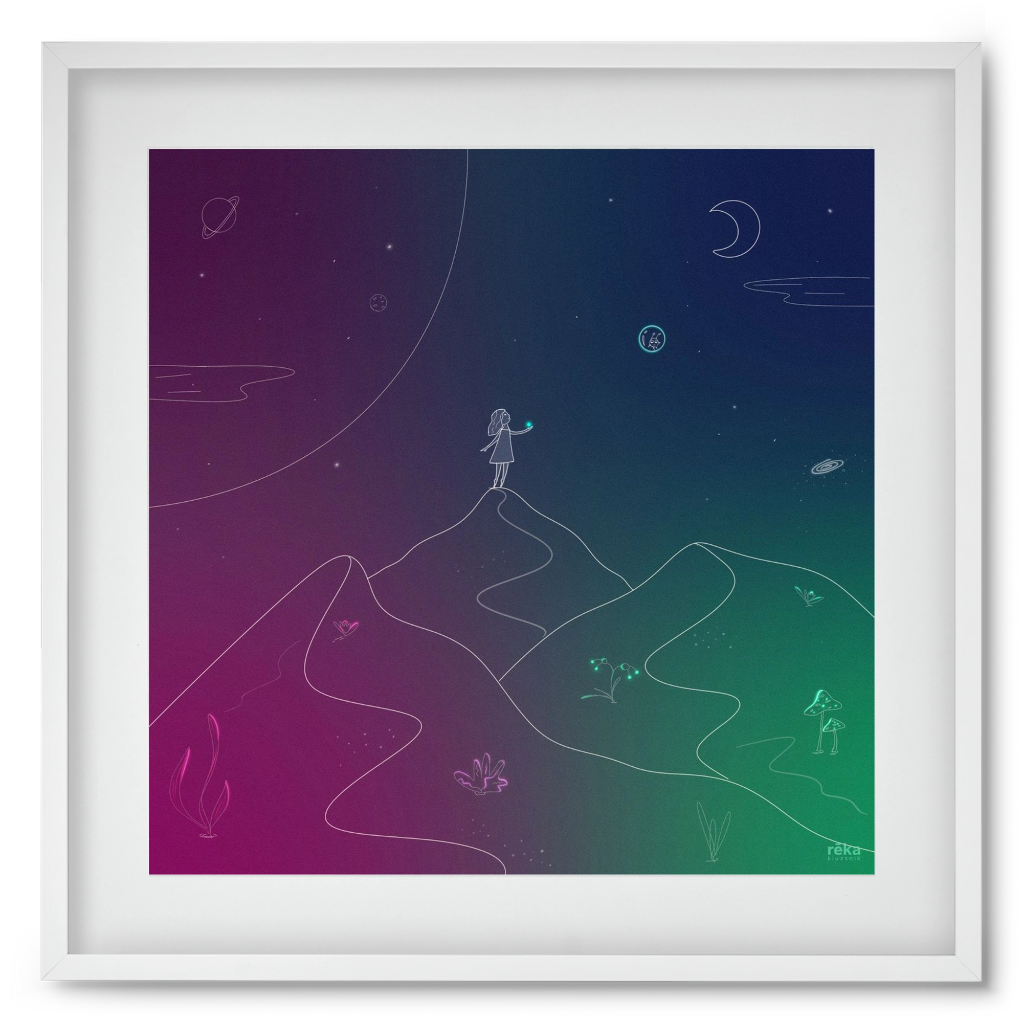 hello!, 50x50 cm (40x40 cm), Fehér keret, paszpartuval