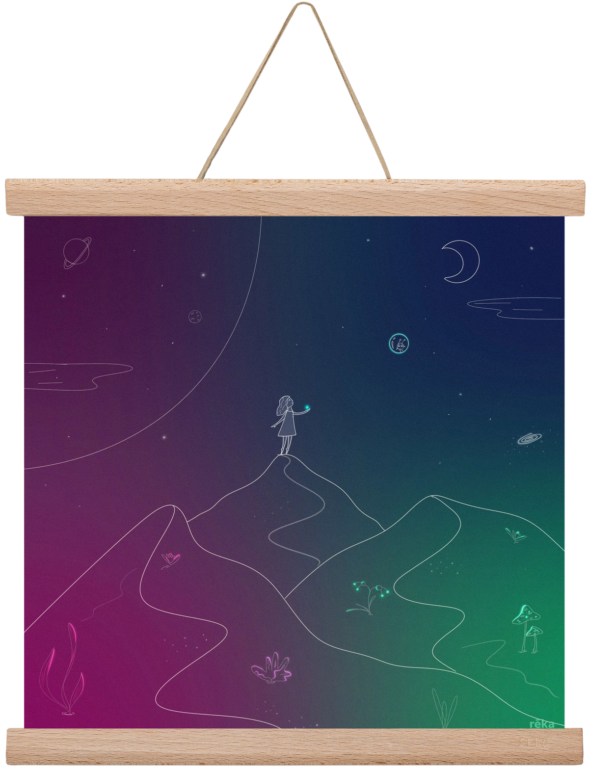 hello!, 30x30 cm (30x30 cm), Tölgy akasztó