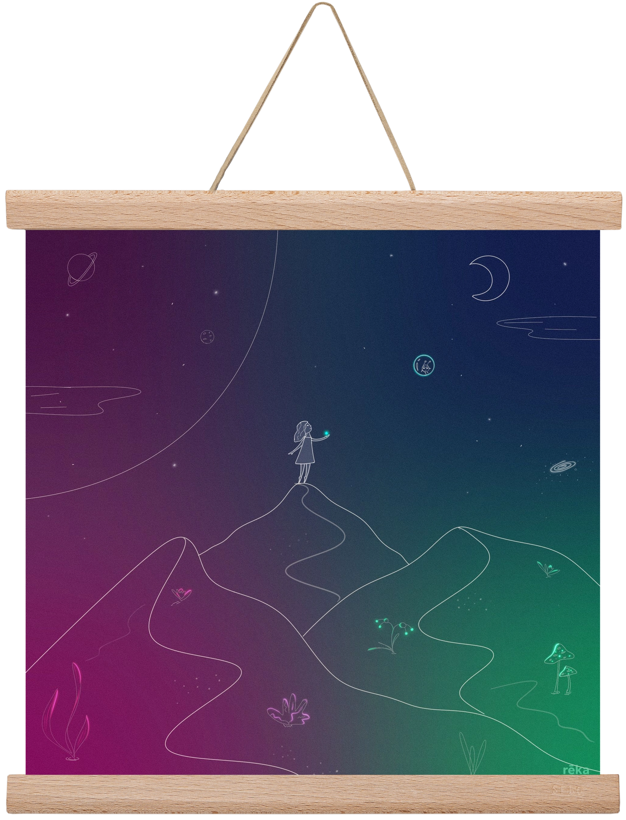 hello!, 30x30 cm (30x30 cm), Tölgy akasztó