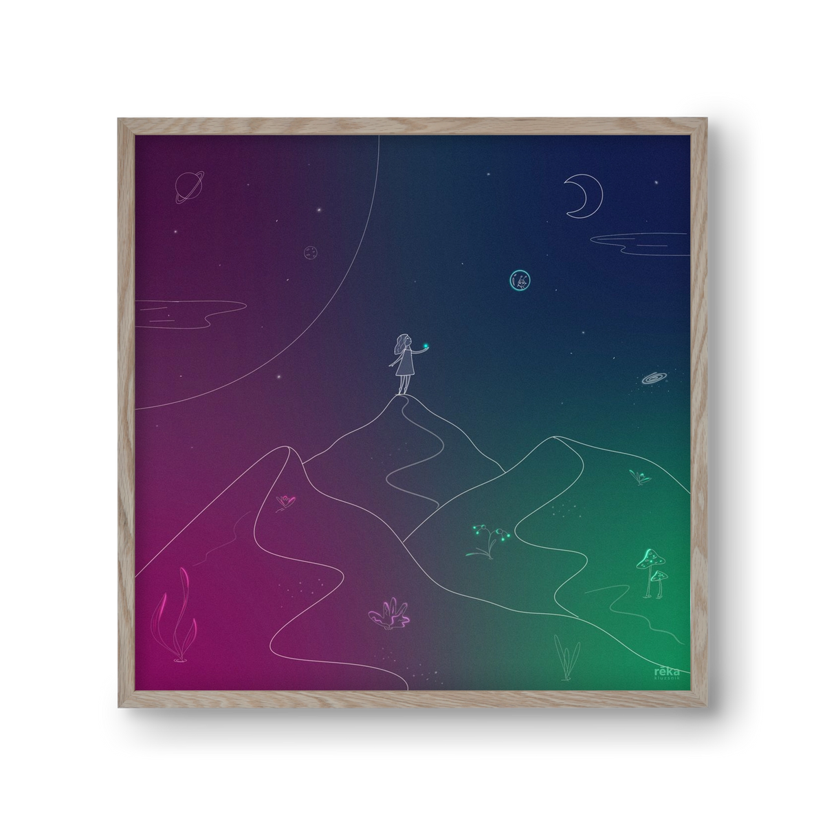 hello!, 30x30 cm (30x30 cm), Tölgy keret