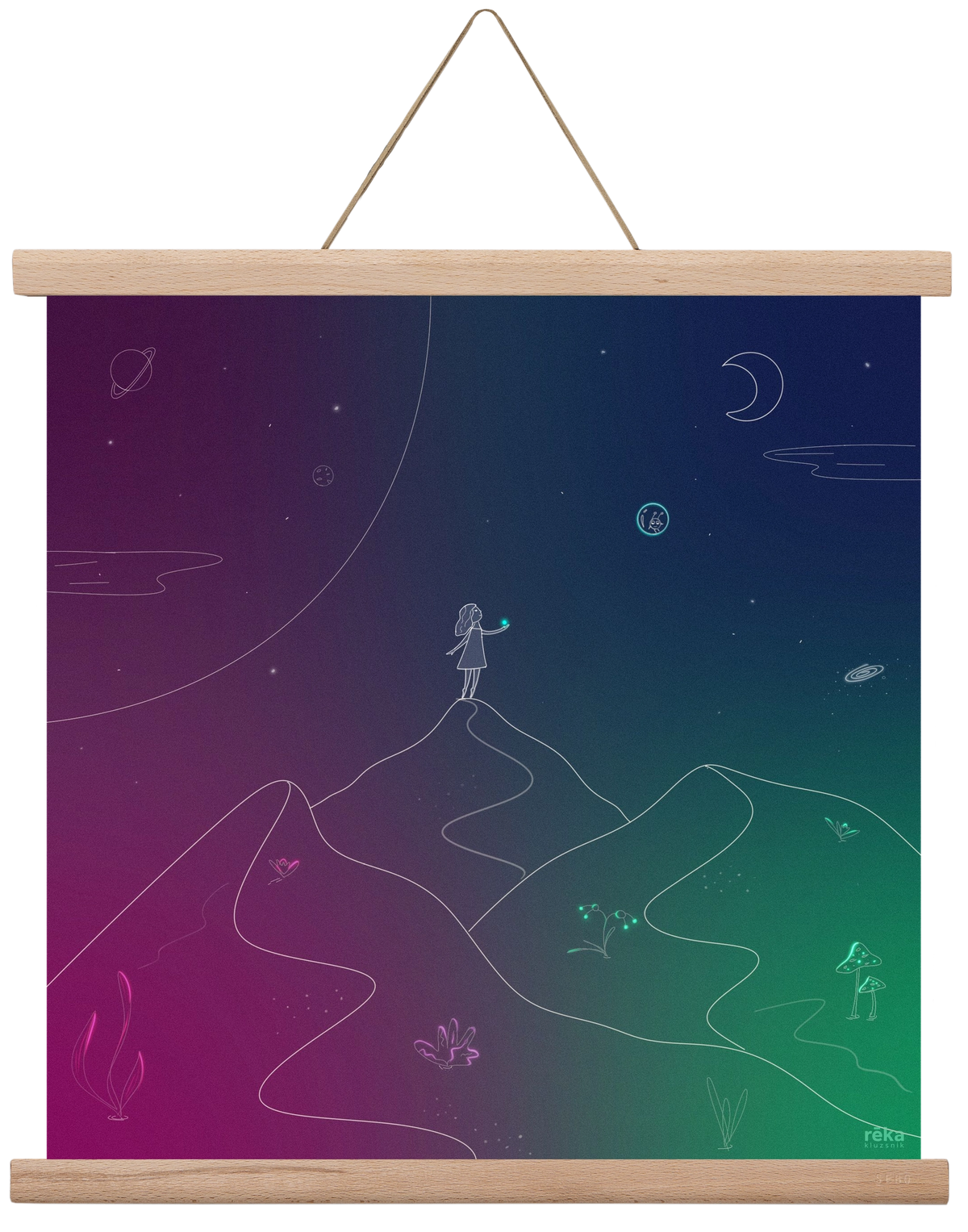 hello!, 40x40 cm (40x40 cm), Tölgy akasztó