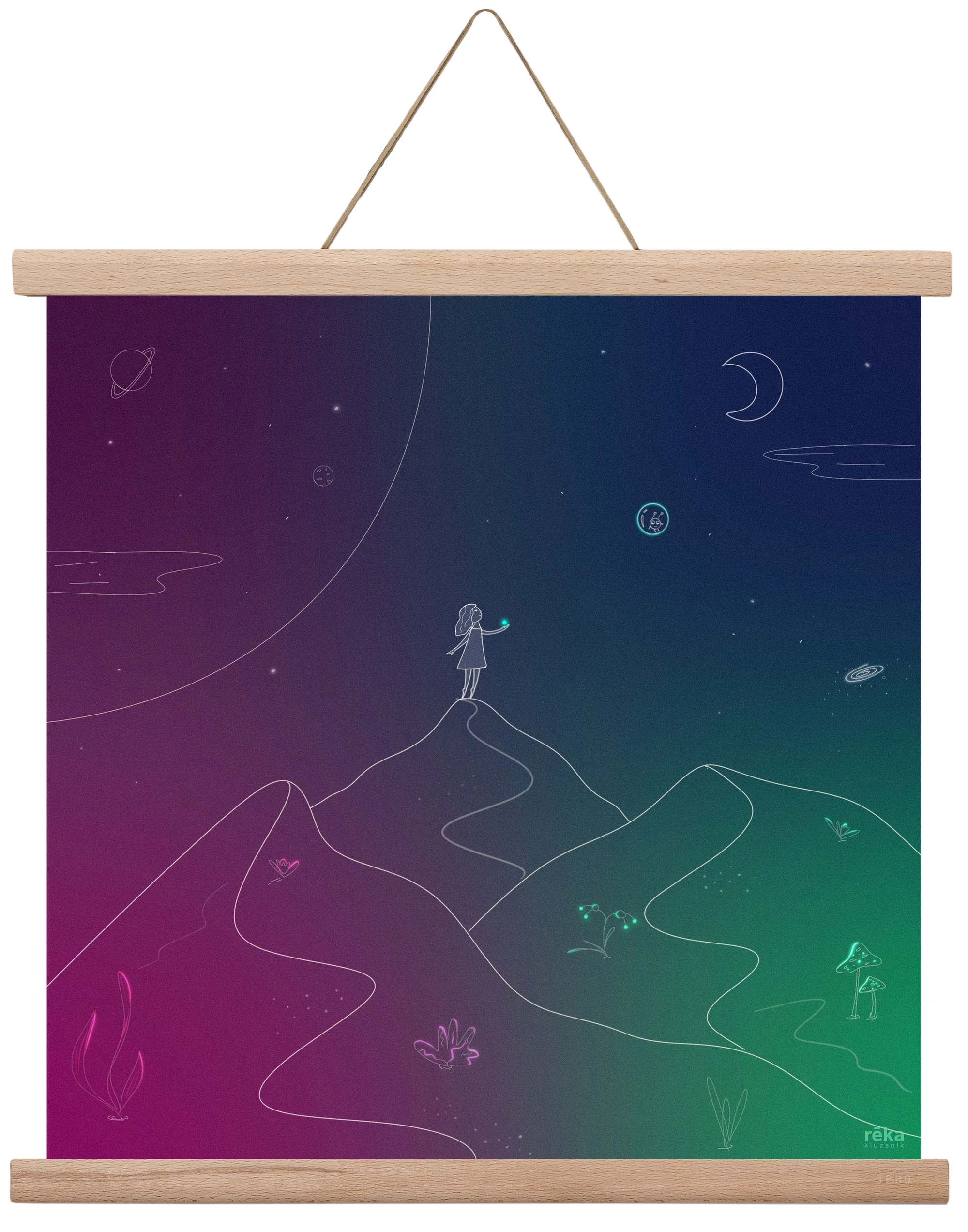 hello!, 40x40 cm (40x40 cm), Tölgy akasztó