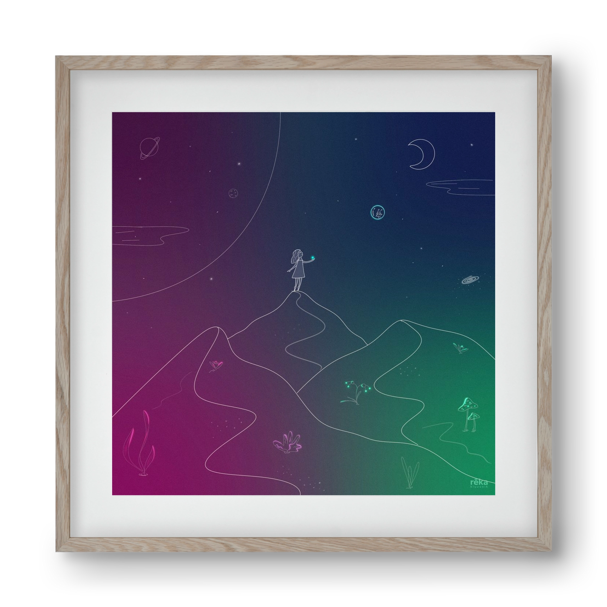 hello!, 40x40 cm (30x30 cm), Tölgy keret, paszpartuval