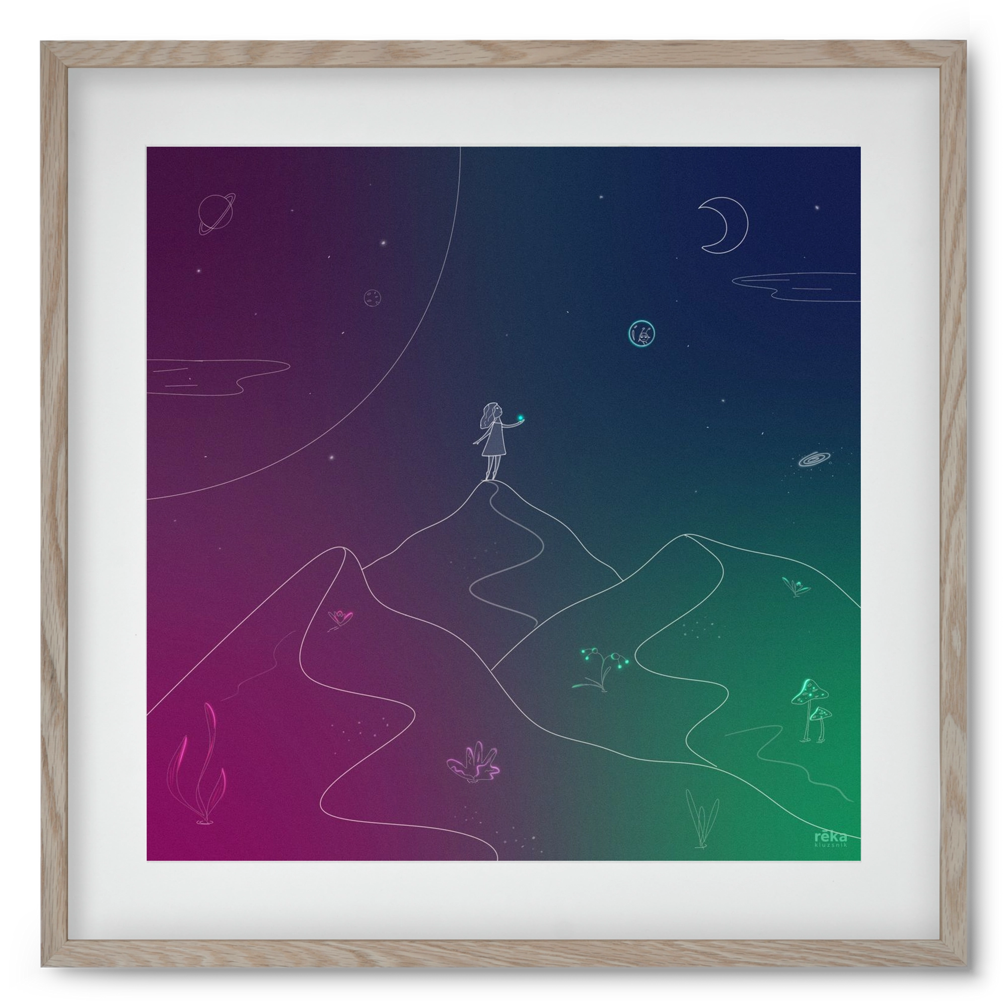 hello!, 50x50 cm (40x40 cm), Tölgy keret, paszpartuval