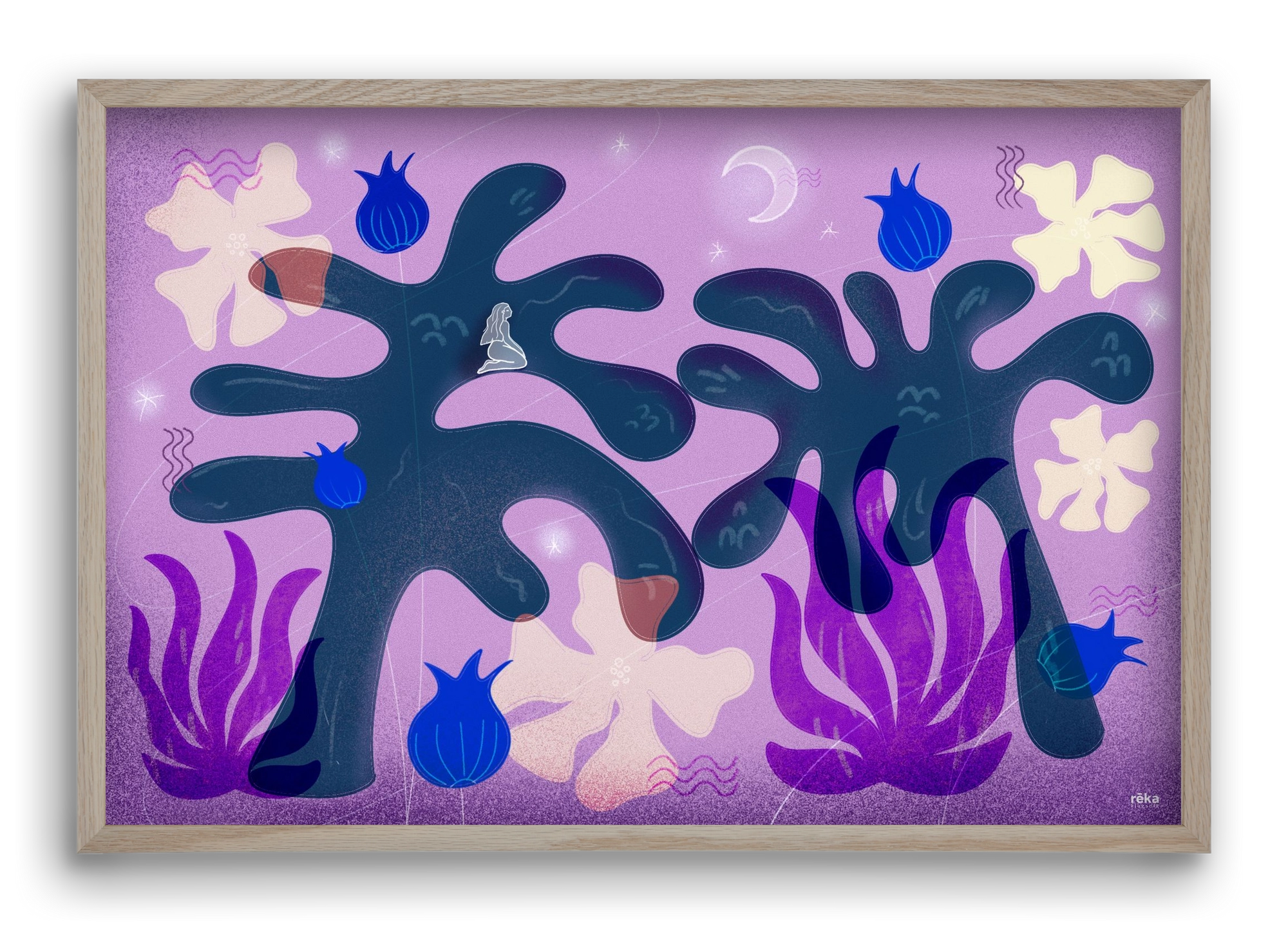 night spirit, 60x40 cm (60x40 cm), Tölgy keret