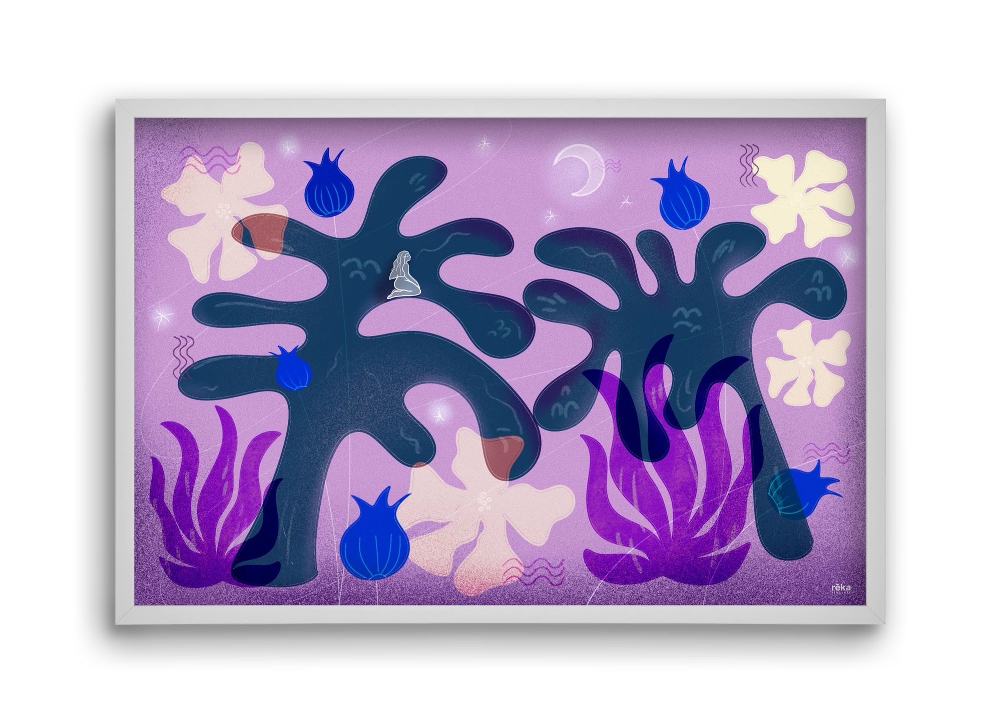 night spirit, 45x30 cm (45x30 cm), Fehér keret