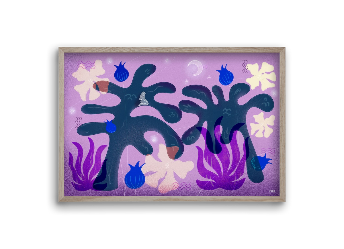 night spirit, 30x20 cm (30x20 cm), Tölgy keret