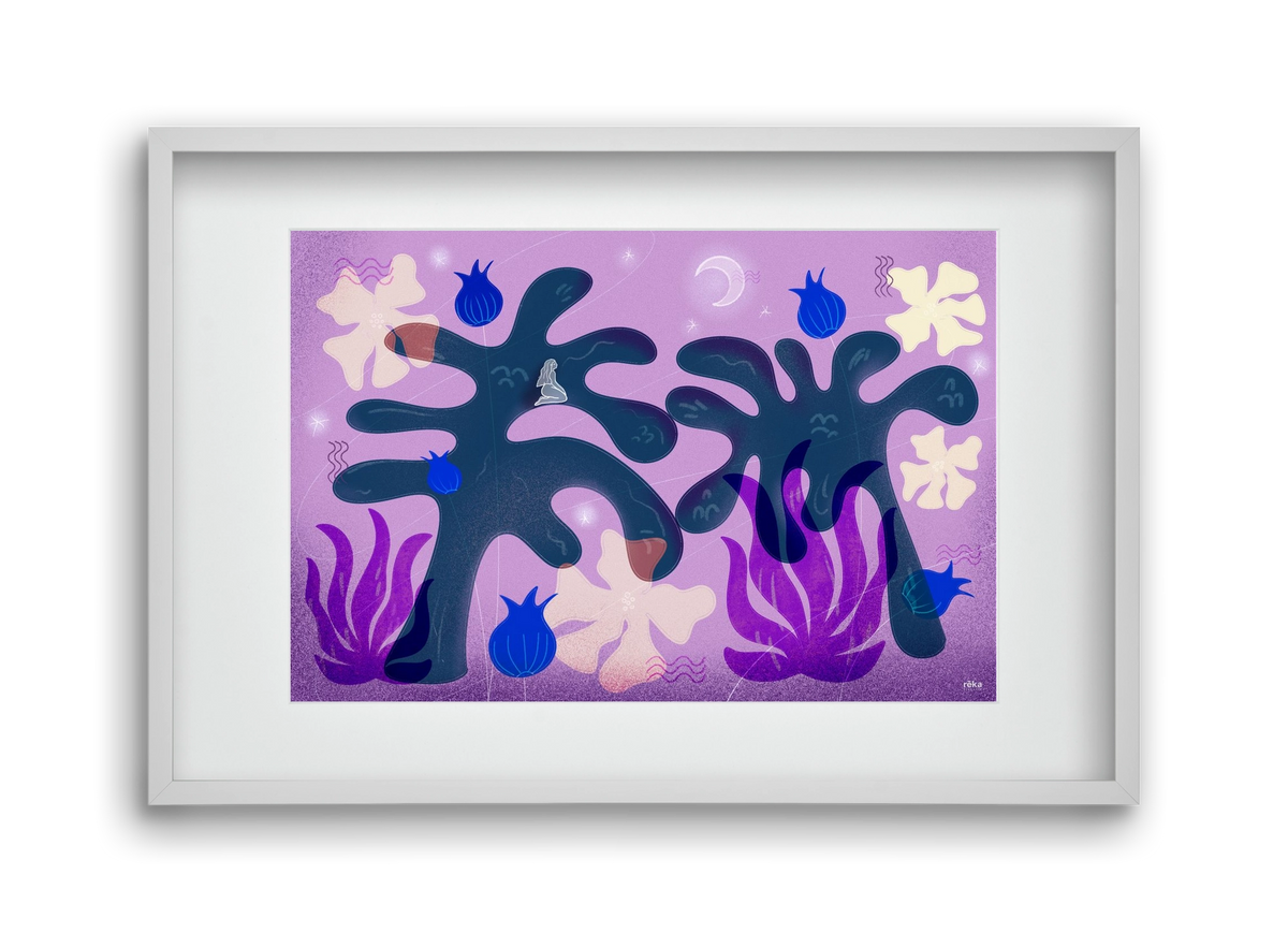 night spirit, 45x30 cm (30x20 cm), Fehér keret, paszpartuval