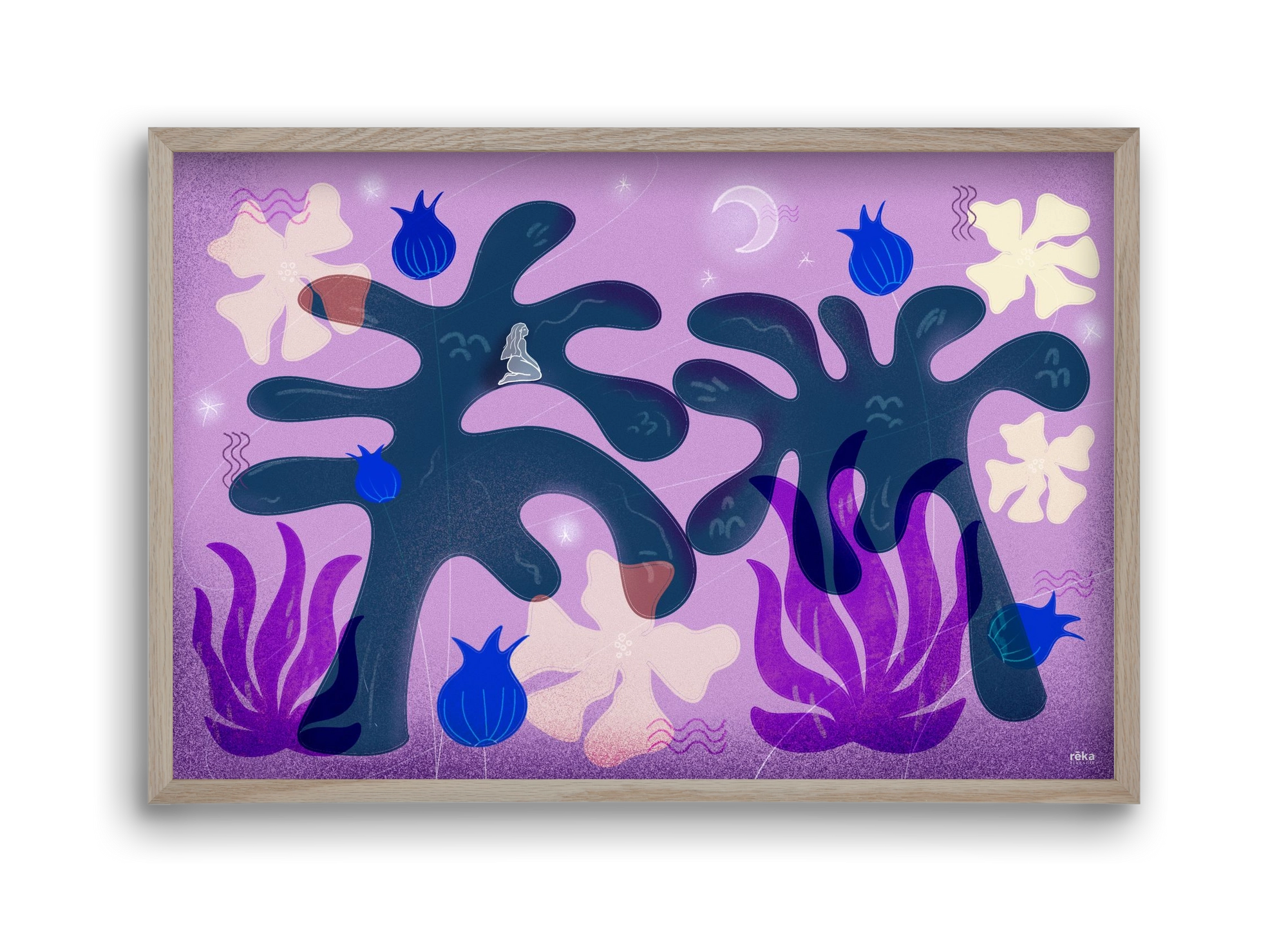 night spirit, 45x30 cm (45x30 cm), Tölgy keret