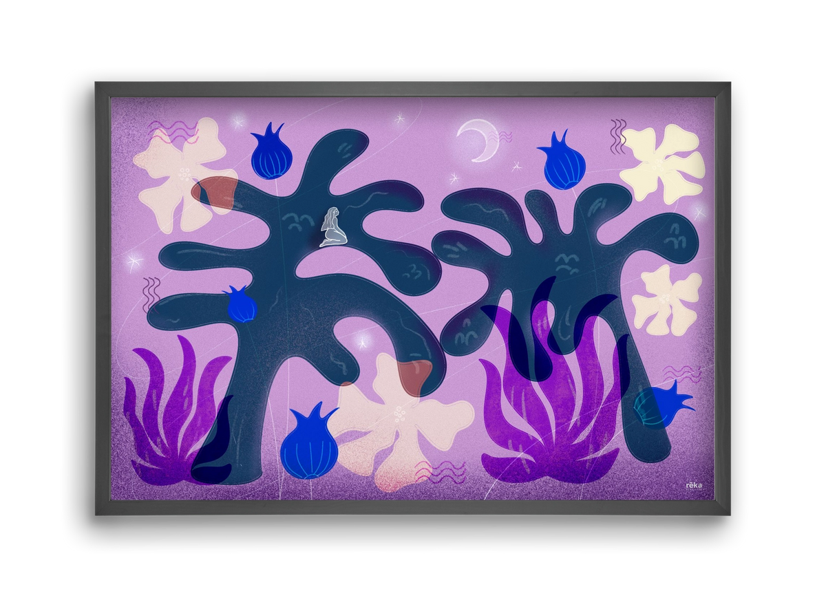 night spirit, 45x30 cm (45x30 cm), Fekete keret