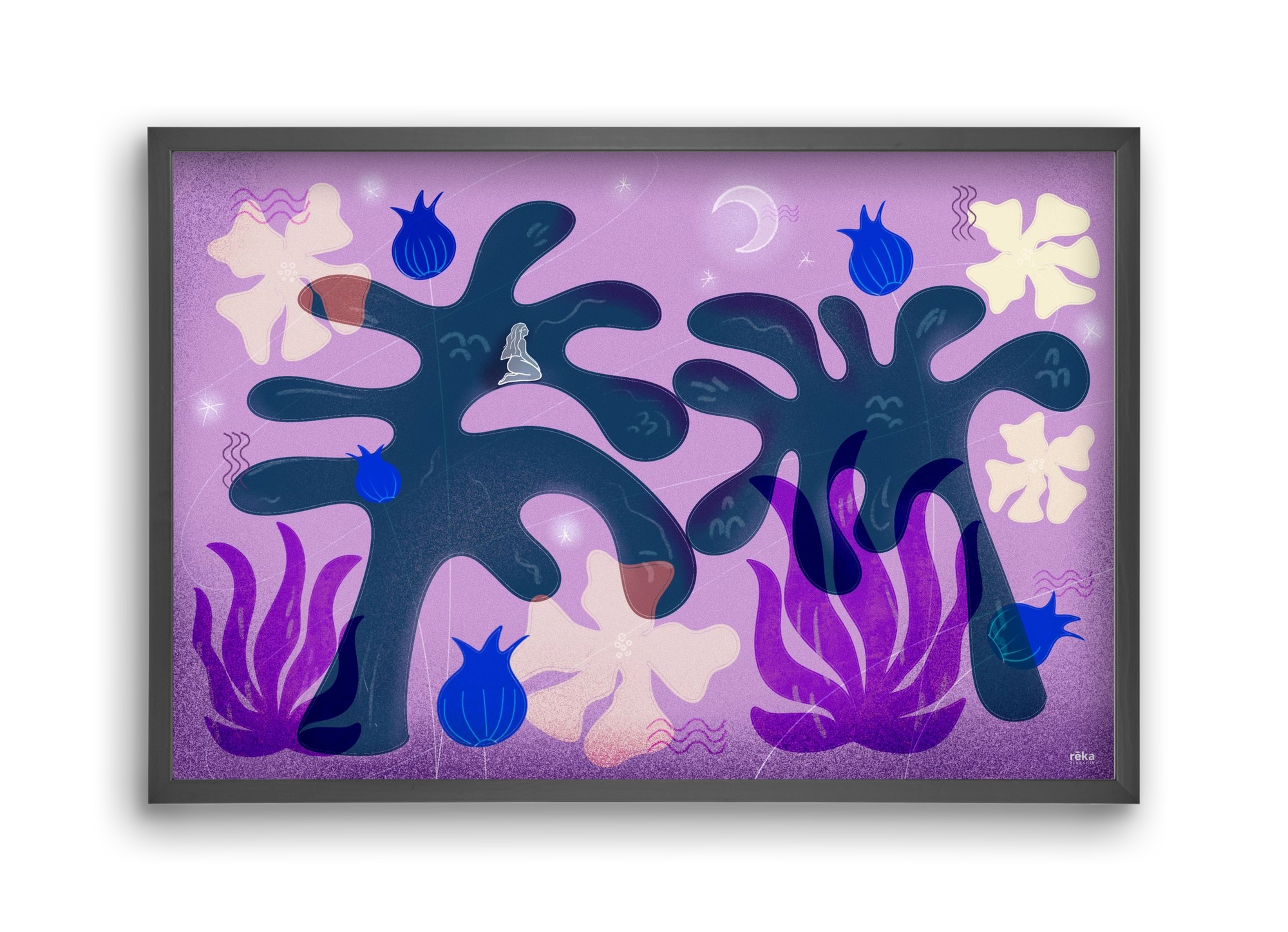 night spirit, 45x30 cm (45x30 cm), Fekete keret