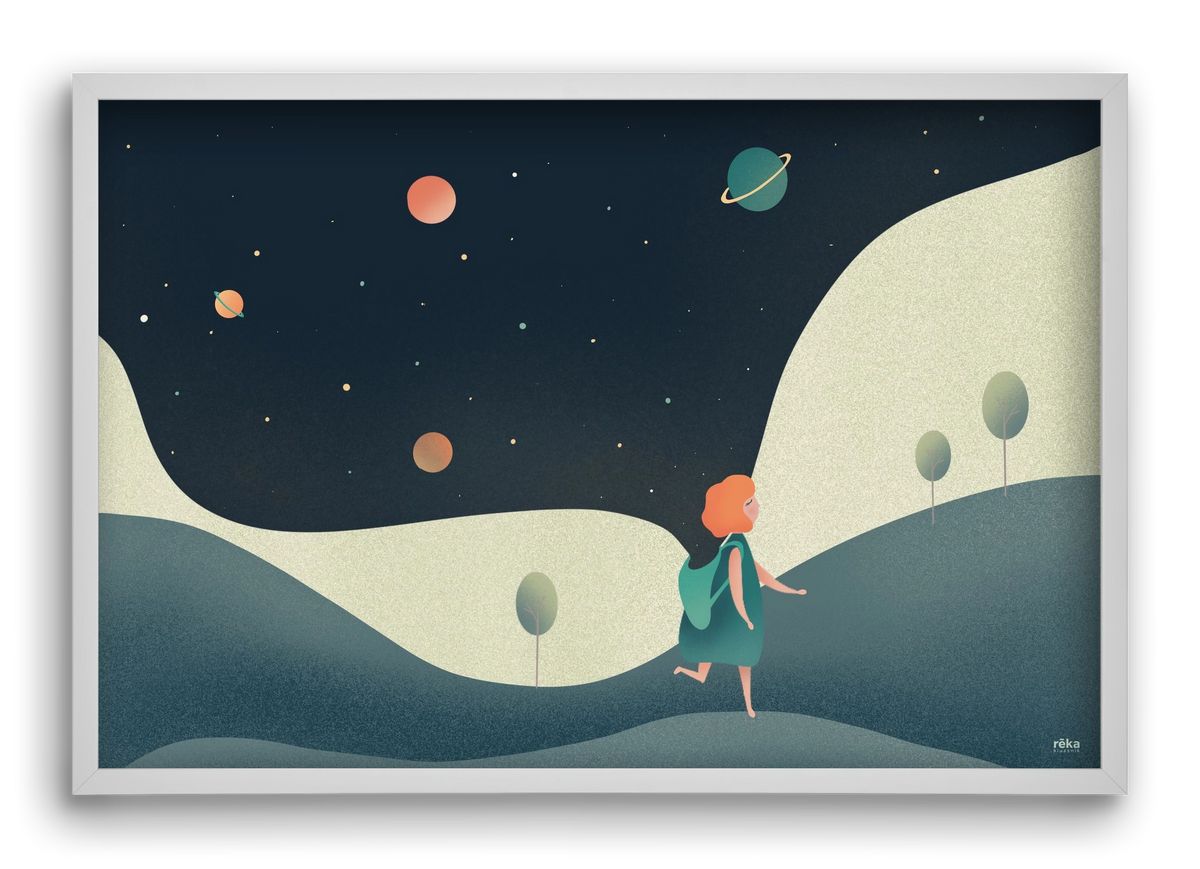 backpack universe, 60x40 cm (60x40 cm), Fehér keret