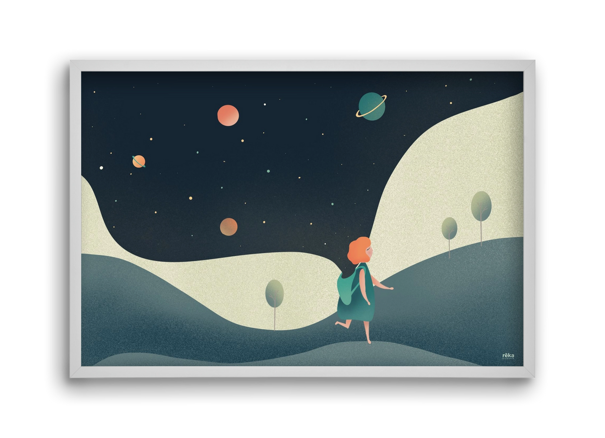 backpack universe, 45x30 cm (45x30 cm), Fehér keret