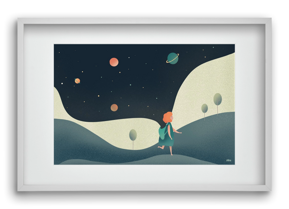 backpack universe, 60x40 cm (45x30 cm), Fehér keret, paszpartuval