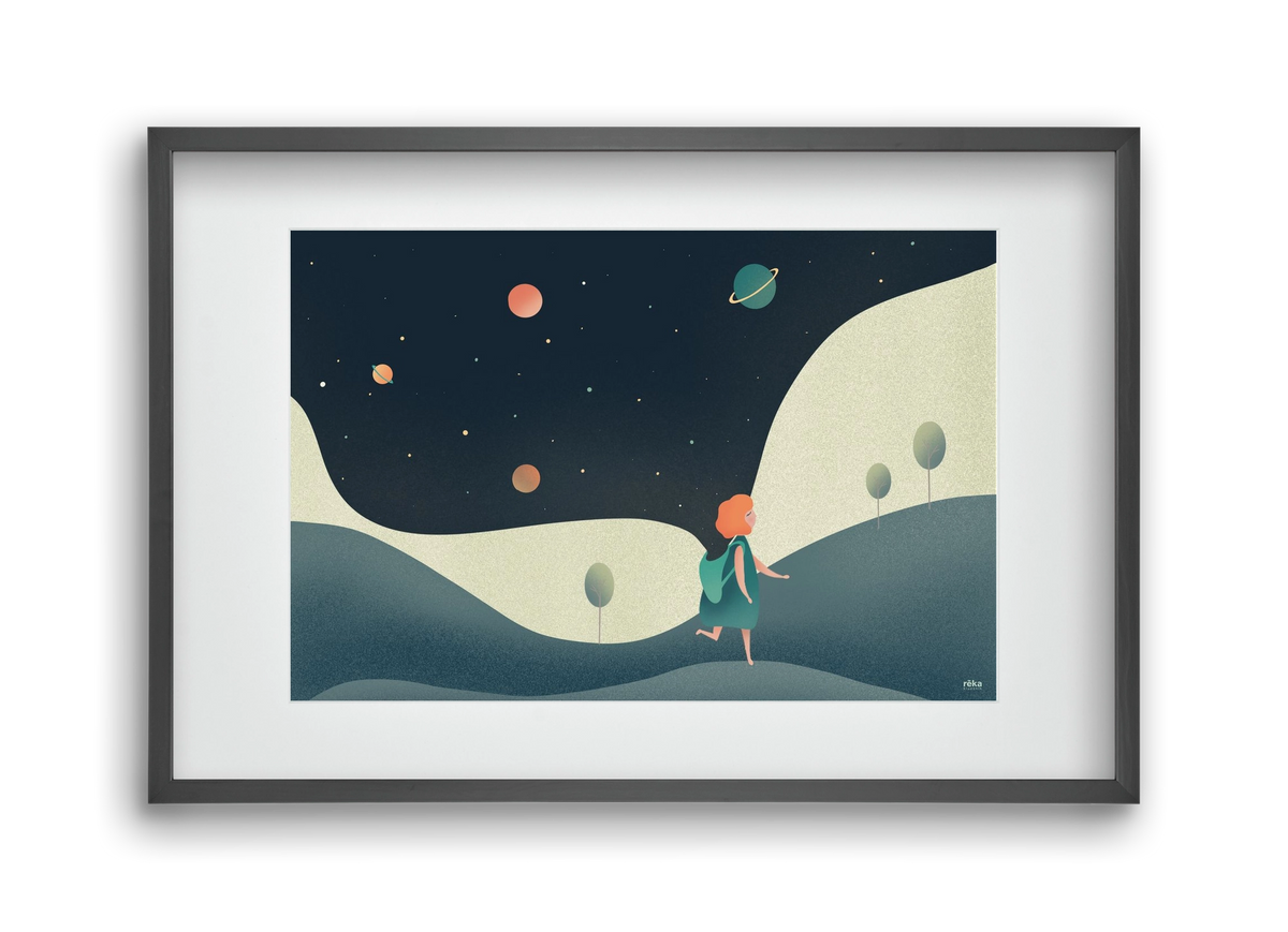 backpack universe, 45x30 cm (30x20 cm), Fekete keret, paszpartuval