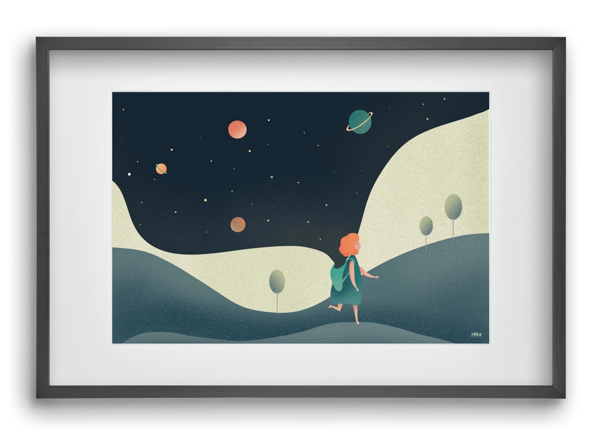 backpack universe, 60x40 cm (45x30 cm), Fekete keret, paszpartuval