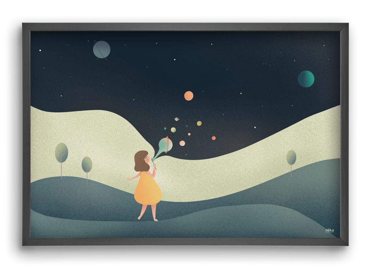 universe bubble, 60x40 cm (60x40 cm), Fekete keret